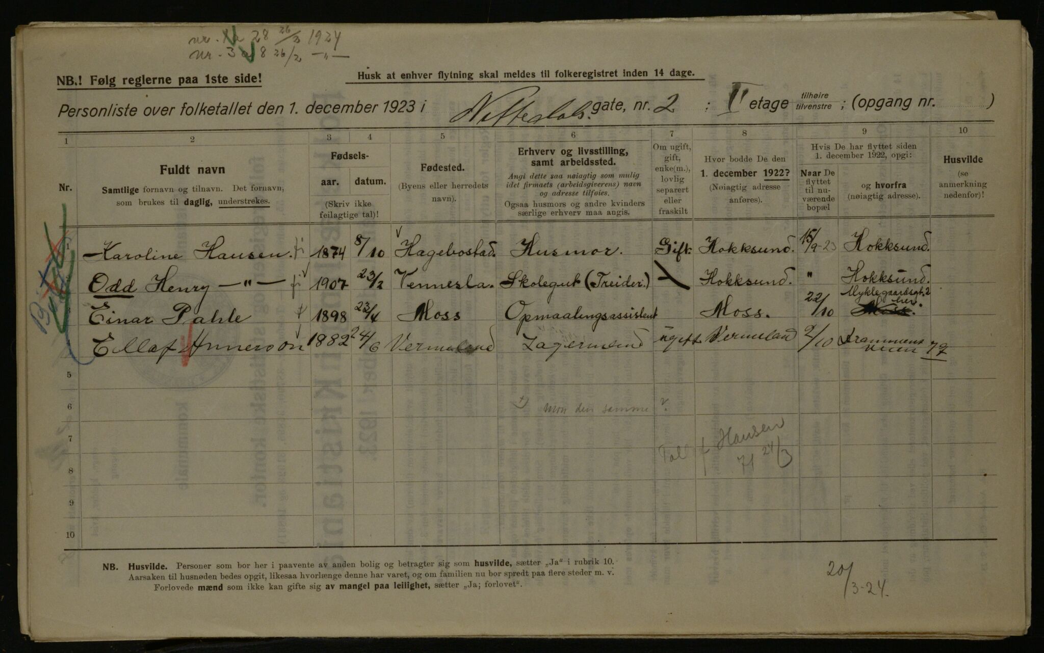 OBA, Kommunal folketelling 1.12.1923 for Kristiania, 1923, s. 78368