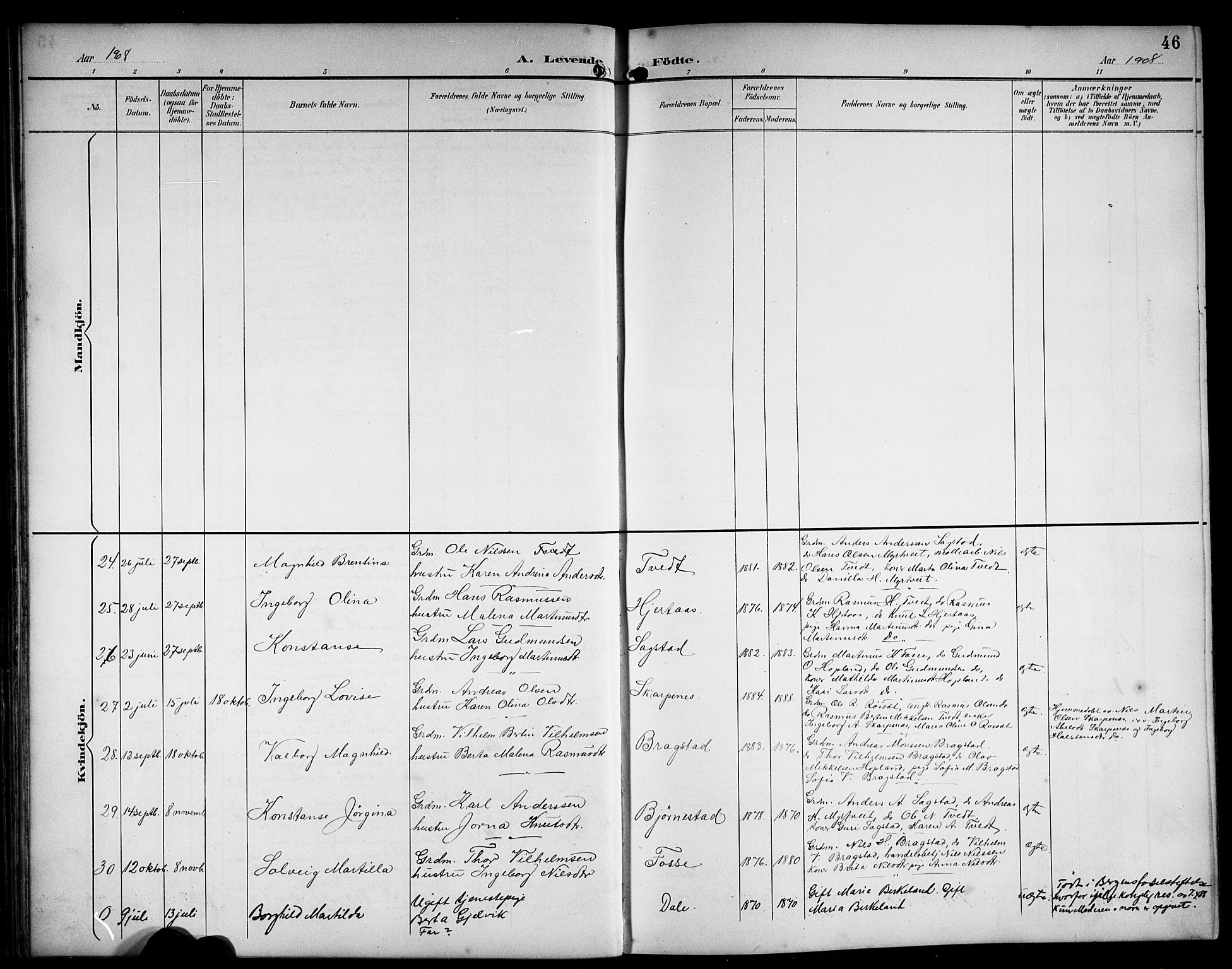 Alversund Sokneprestembete, AV/SAB-A-73901/H/Ha/Hab: Klokkerbok nr. C 4, 1894-1924, s. 46