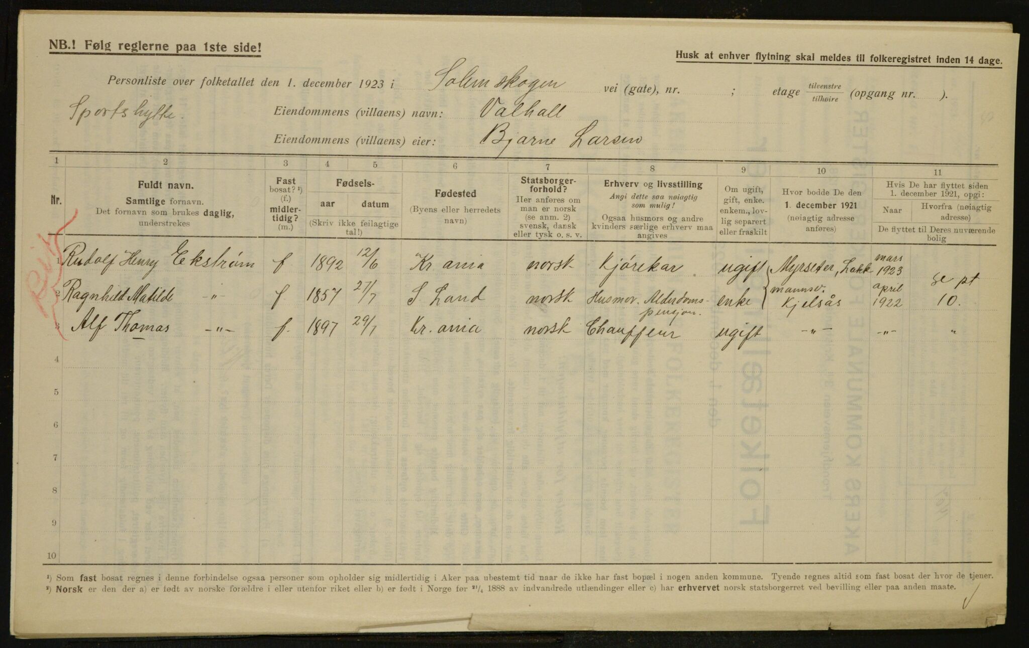 , Kommunal folketelling 1.12.1923 for Aker, 1923, s. 31255