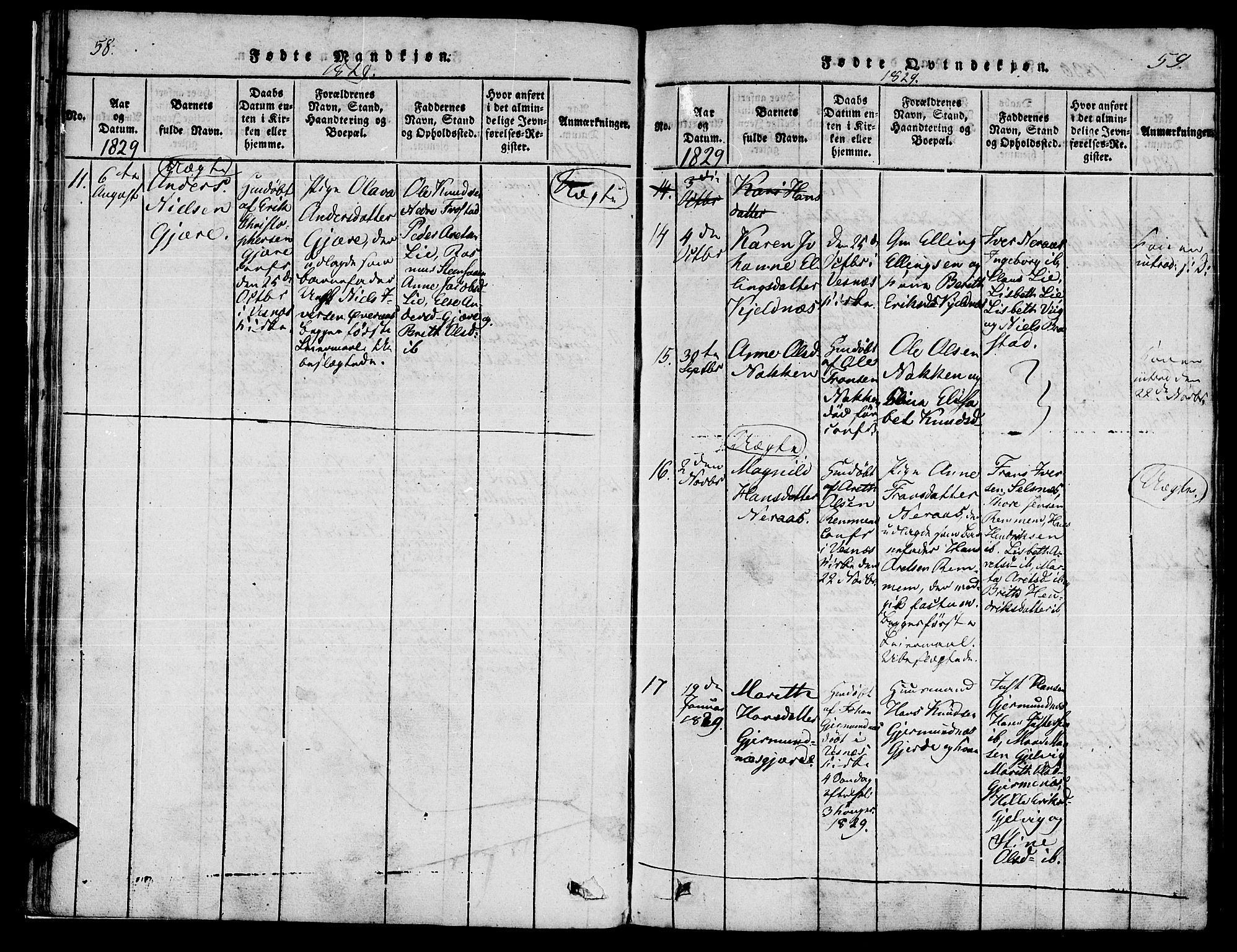 Ministerialprotokoller, klokkerbøker og fødselsregistre - Møre og Romsdal, SAT/A-1454/539/L0528: Ministerialbok nr. 539A01, 1818-1847, s. 58-59