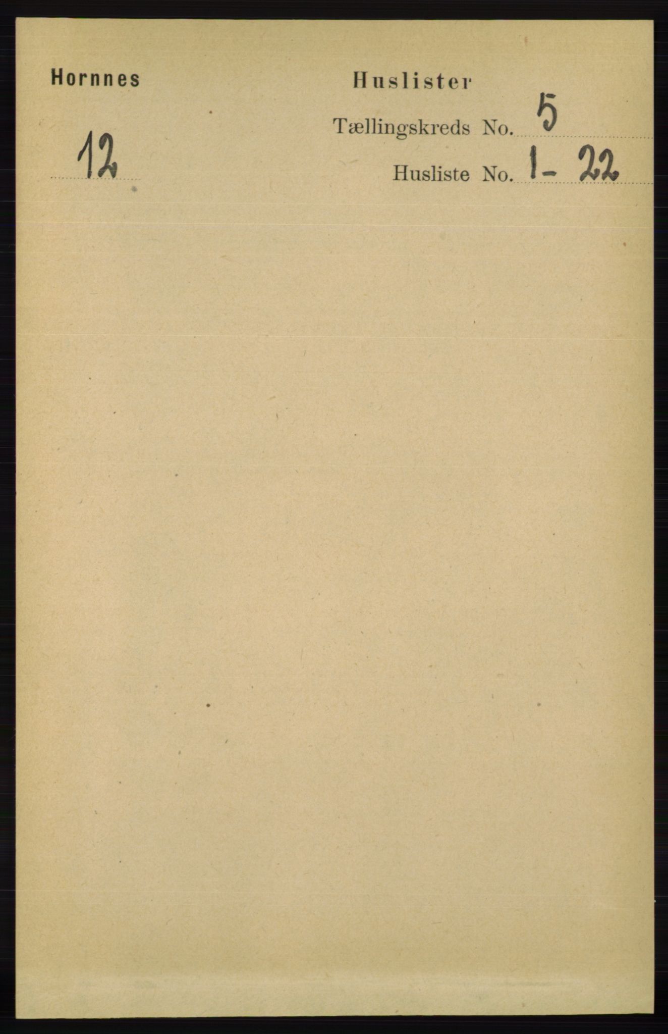 RA, Folketelling 1891 for 0936 Hornnes herred, 1891, s. 1322