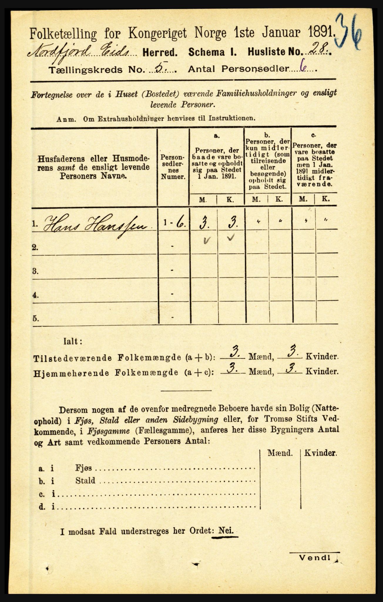 RA, Folketelling 1891 for 1443 Eid herred, 1891, s. 1133