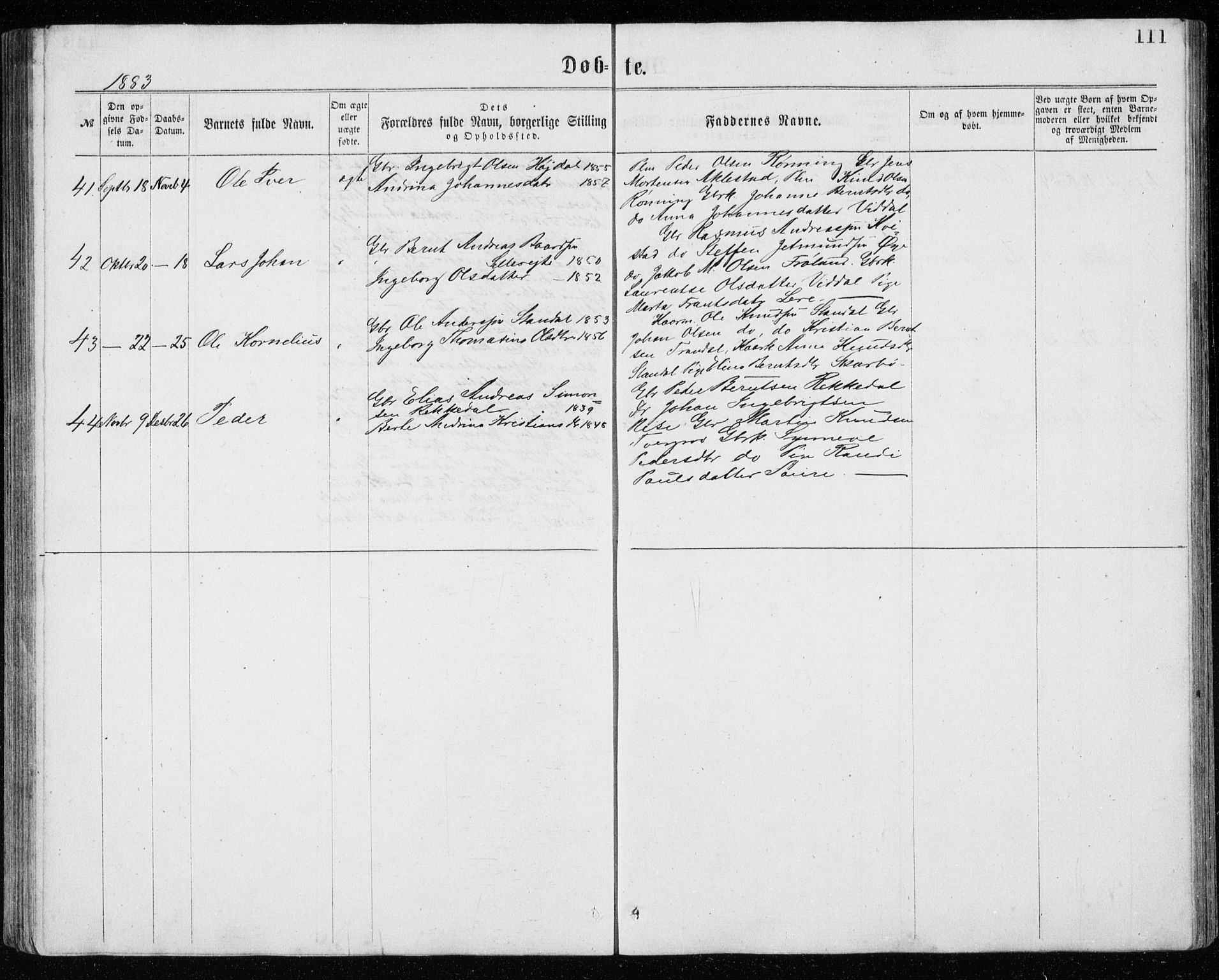 Ministerialprotokoller, klokkerbøker og fødselsregistre - Møre og Romsdal, AV/SAT-A-1454/515/L0214: Klokkerbok nr. 515C01, 1865-1883, s. 111