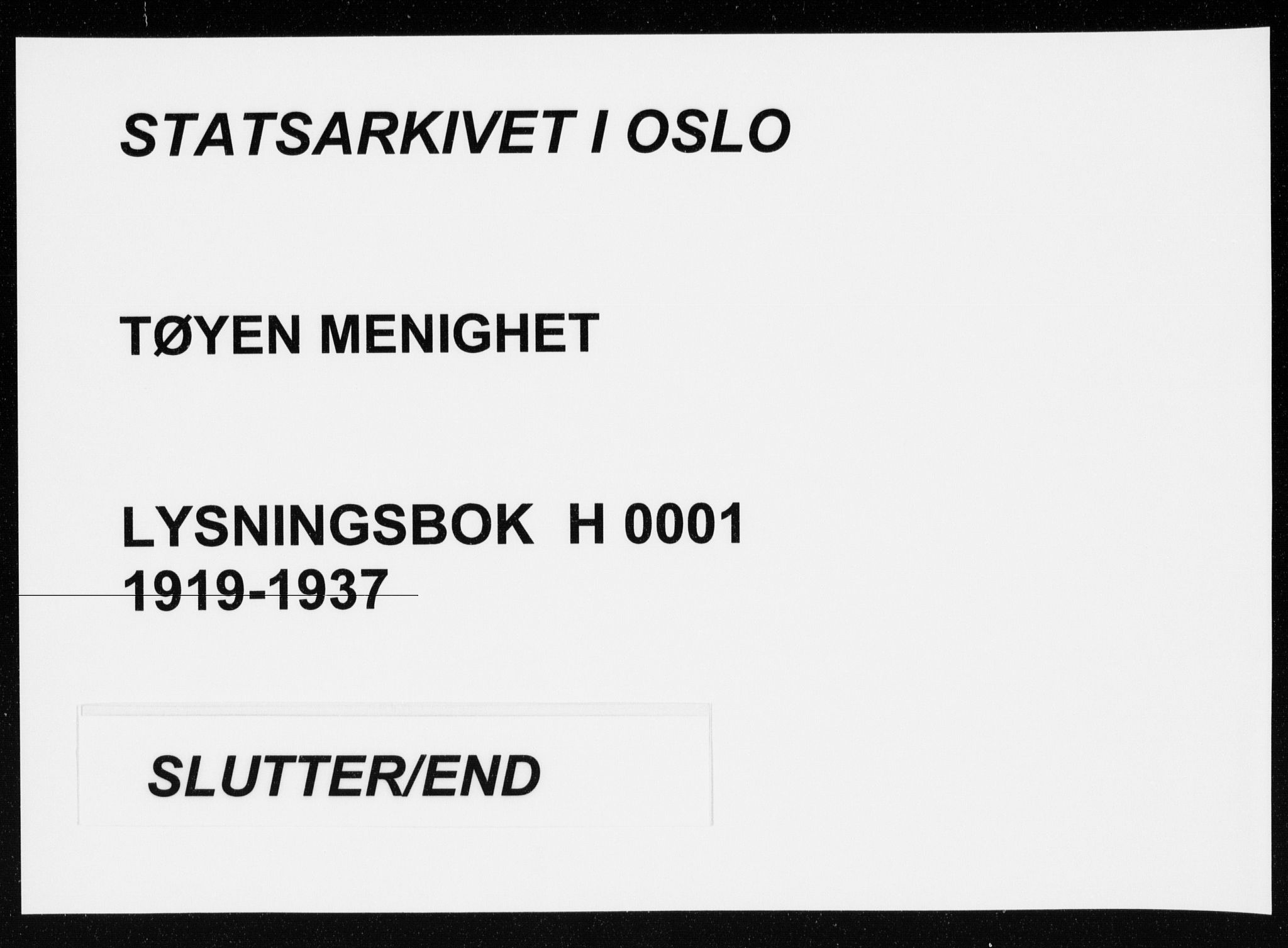 Tøyen prestekontor Kirkebøker, SAO/A-10167a/H/Ha/L0001: Lysningsprotokoll nr. 1, 1919-1937