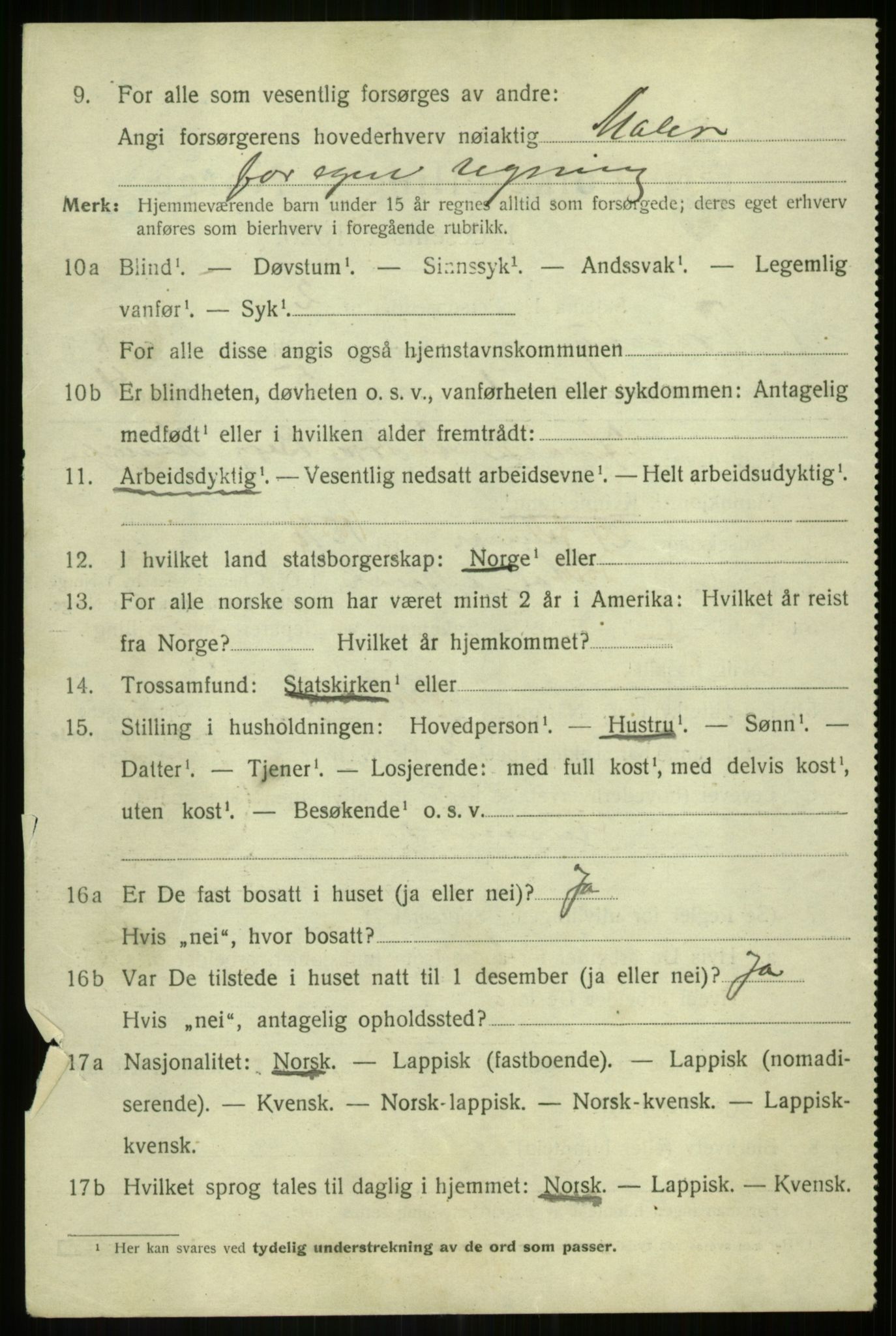 SATØ, Folketelling 1920 for 1927 Tranøy herred, 1920, s. 3818