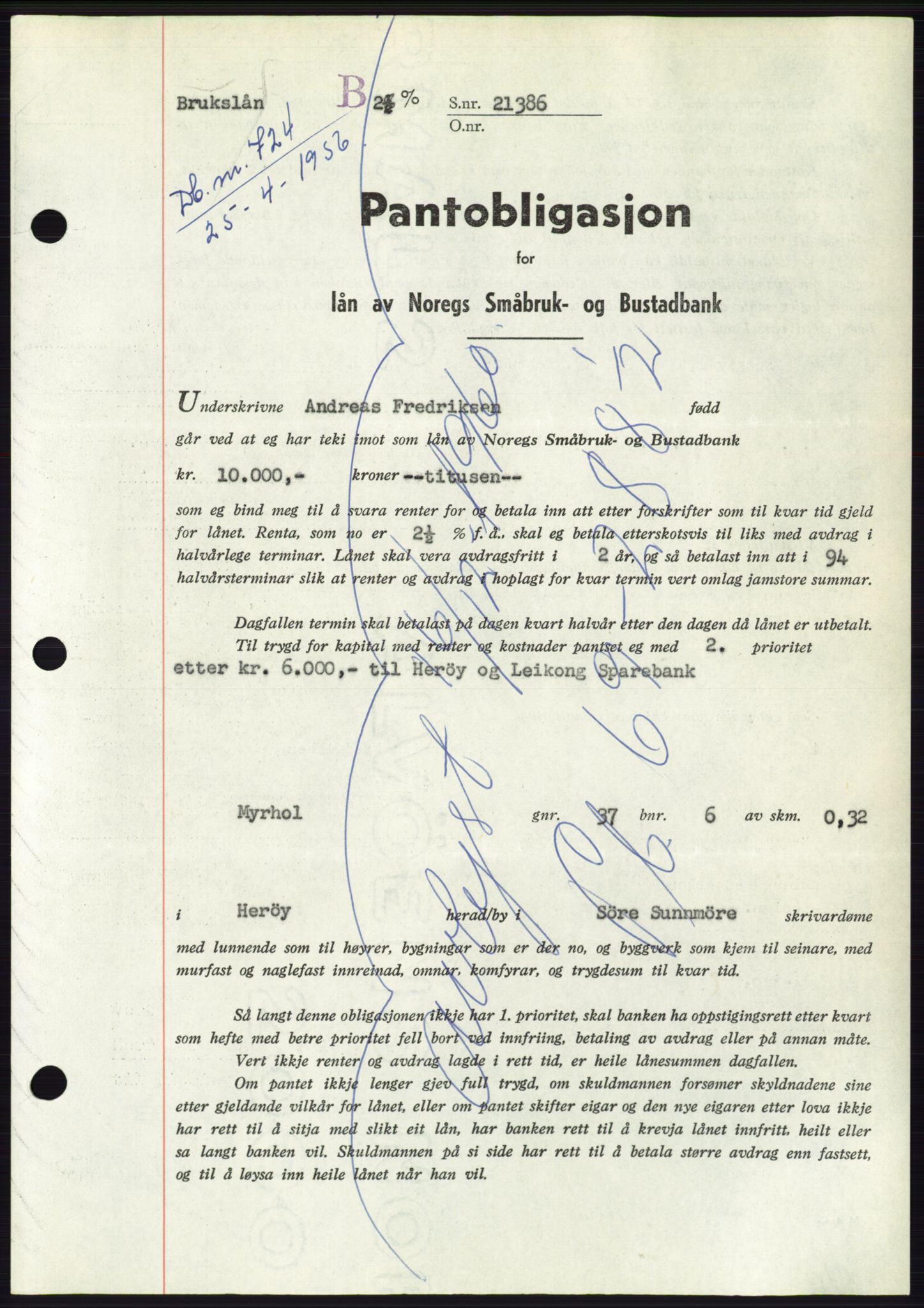 Søre Sunnmøre sorenskriveri, SAT/A-4122/1/2/2C/L0128: Pantebok nr. 16B, 1956-1956, Dagboknr: 724/1956