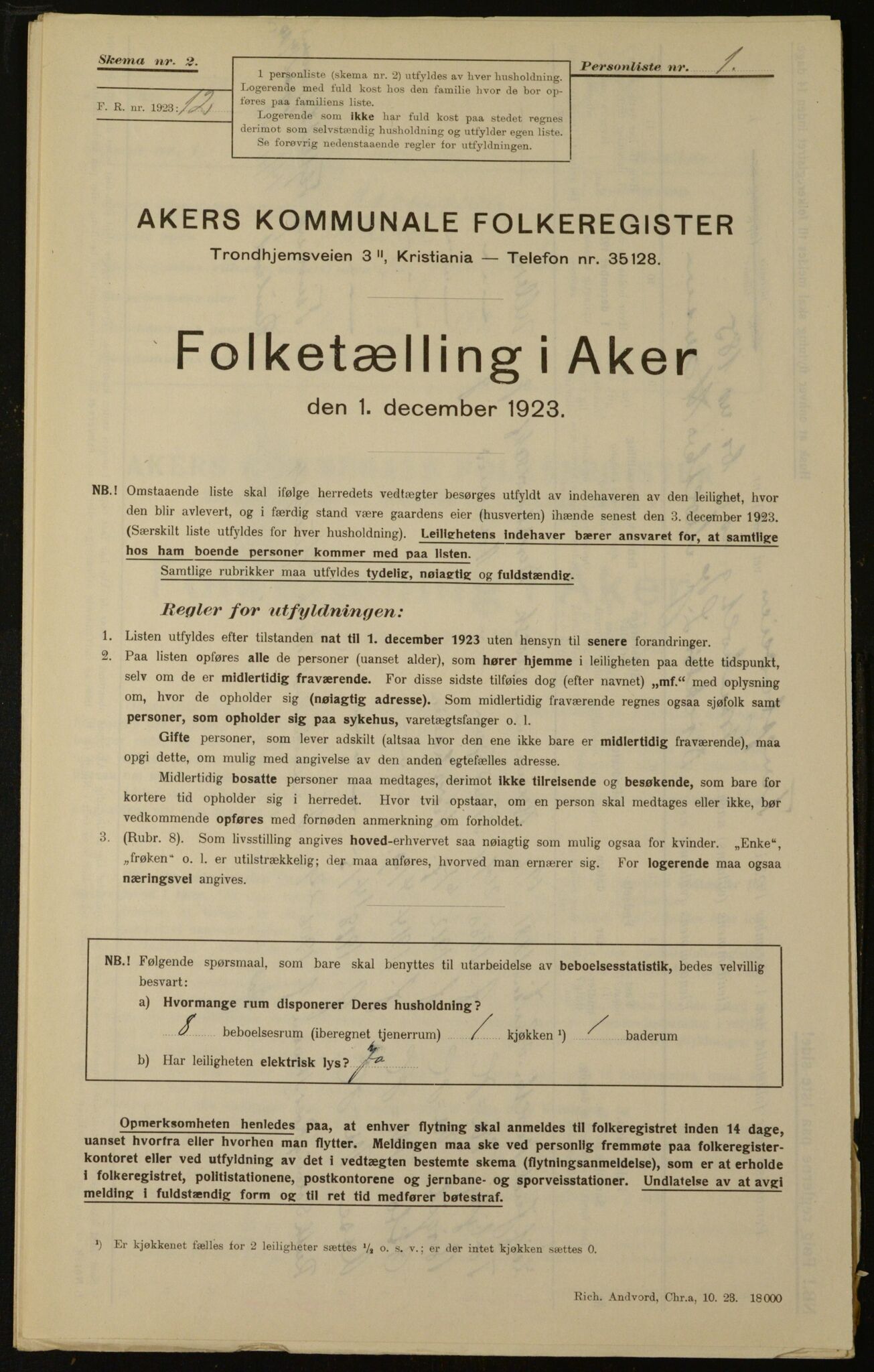 , Kommunal folketelling 1.12.1923 for Aker, 1923, s. 64