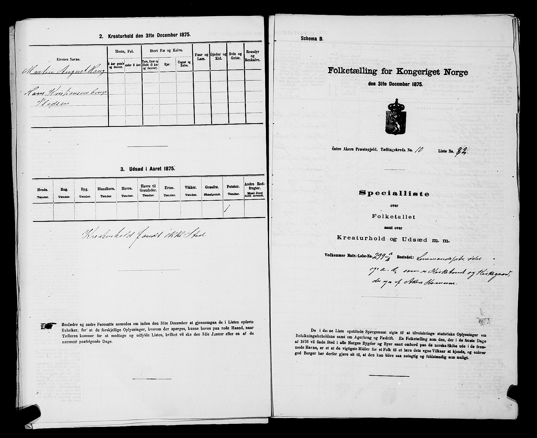 RA, Folketelling 1875 for 0218bP Østre Aker prestegjeld, 1875, s. 3442
