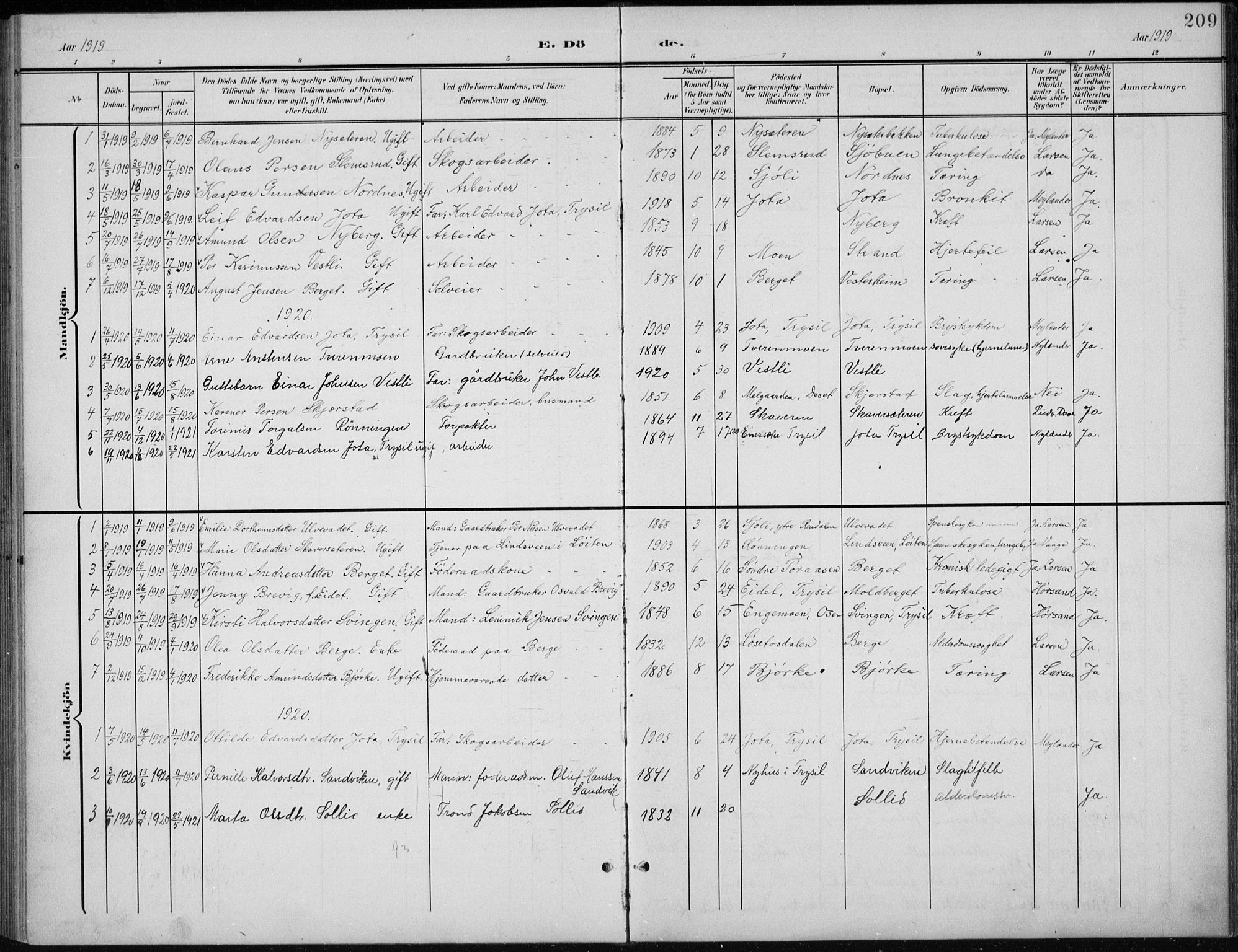 Åmot prestekontor, Hedmark, AV/SAH-PREST-056/H/Ha/Hab/L0003: Klokkerbok nr. 3, 1902-1938, s. 209