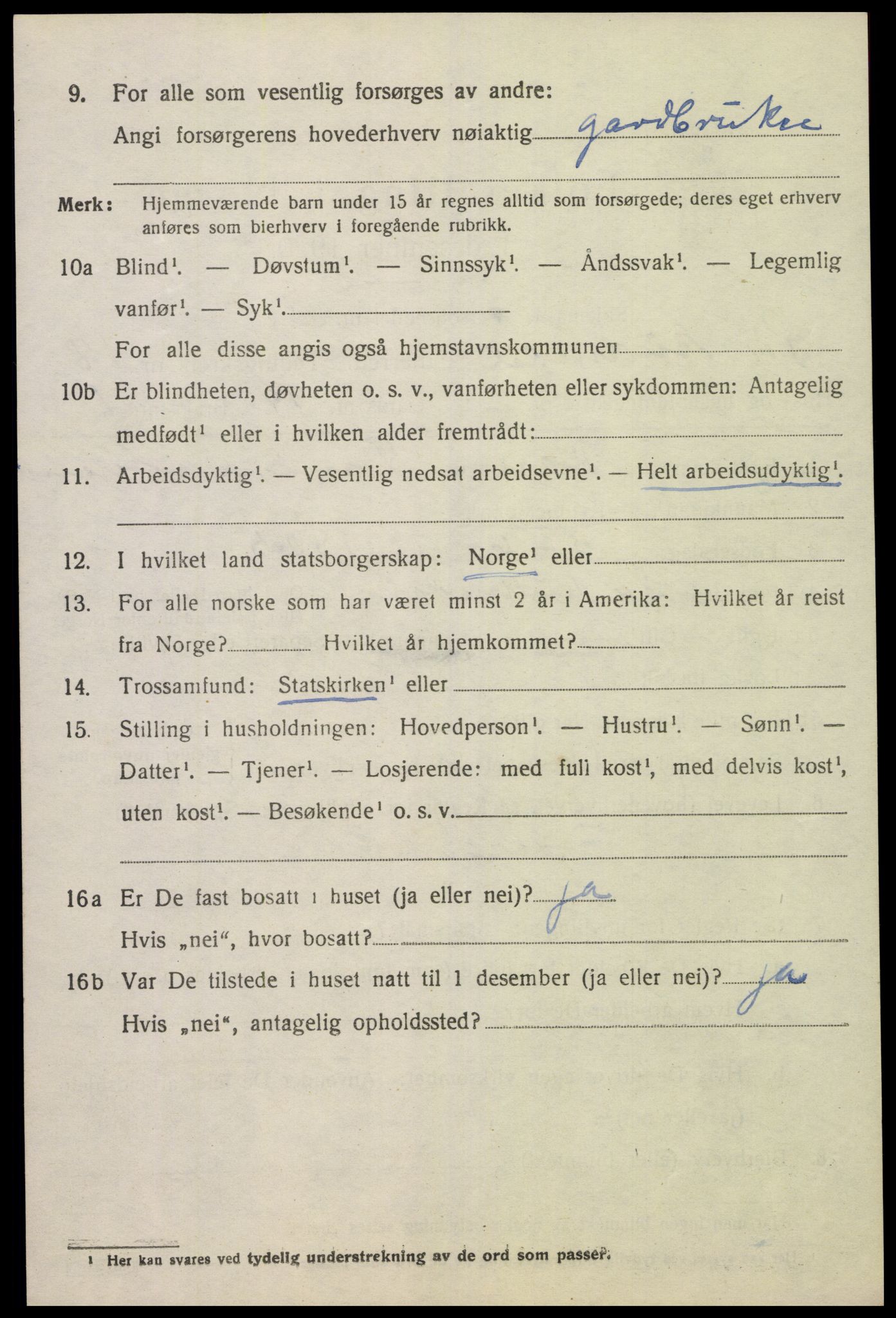 SAK, Folketelling 1920 for 1029 Sør-Audnedal herred, 1920, s. 6528