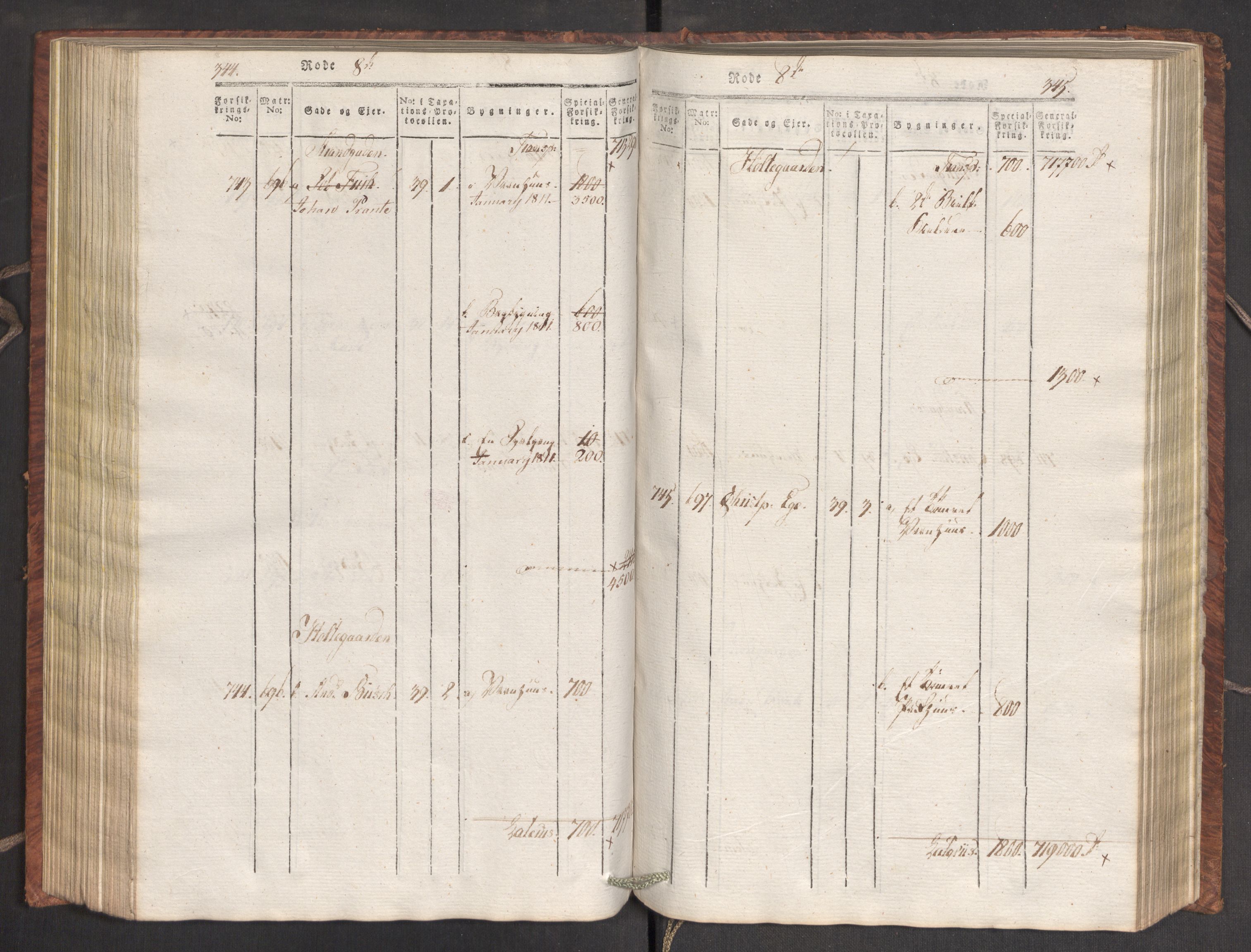 Kommersekollegiet, Brannforsikringskontoret 1767-1814, AV/RA-EA-5458/F/Fa/L0007/0001: Bergen / Branntakstprotokoll, 1807-1817, s. 344-345