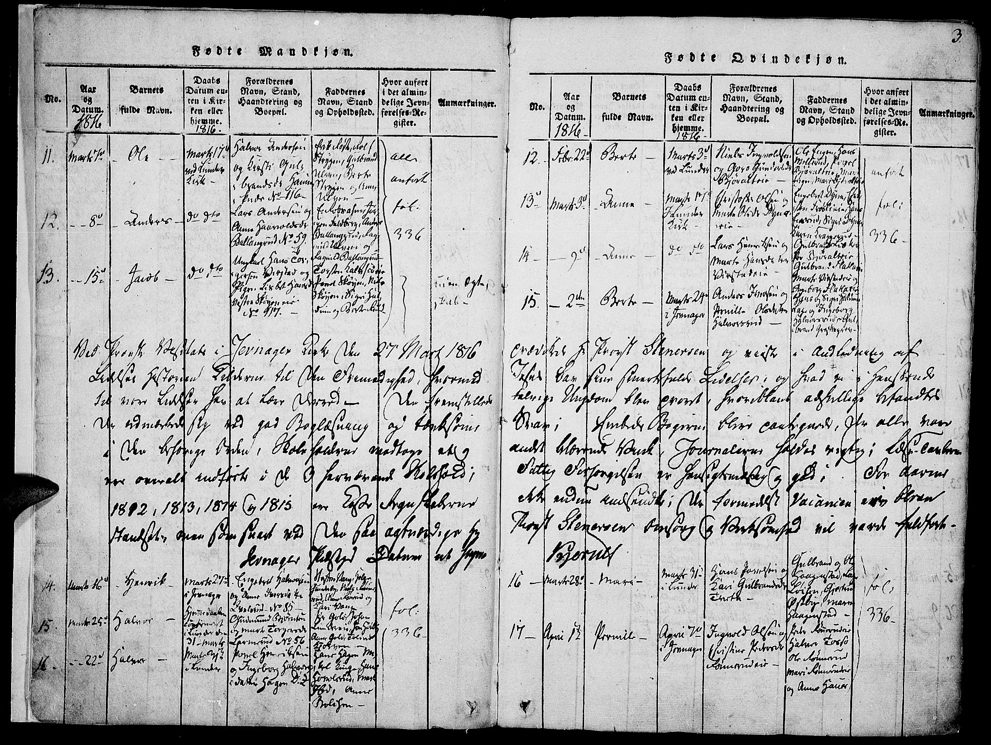 Jevnaker prestekontor, AV/SAH-PREST-116/H/Ha/Haa/L0005: Ministerialbok nr. 5, 1815-1837, s. 3