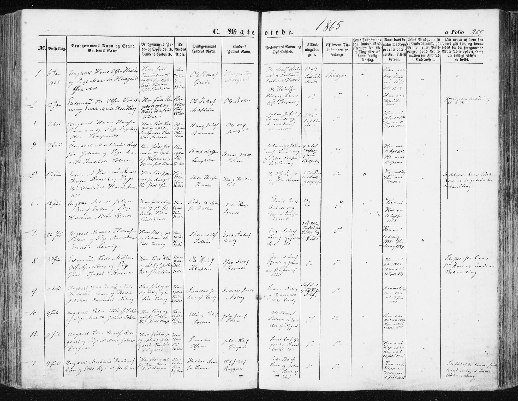 Ministerialprotokoller, klokkerbøker og fødselsregistre - Møre og Romsdal, SAT/A-1454/581/L0937: Ministerialbok nr. 581A05, 1853-1872, s. 269