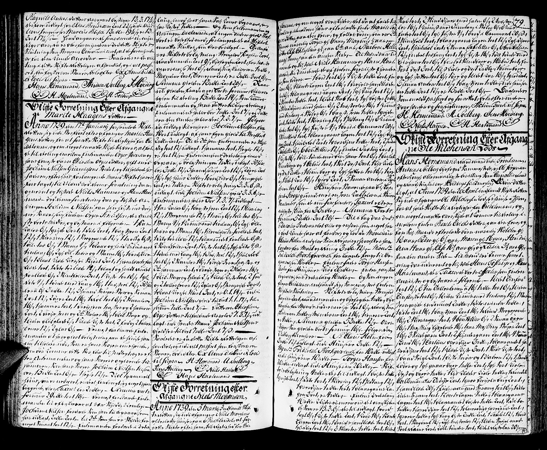 Trondheim byfogd, AV/SAT-A-0003/1/3/3A/L0014: Skifteprotokoll - gml.nr.13a. (m/ register), 1737-1742, s. 78b-79a