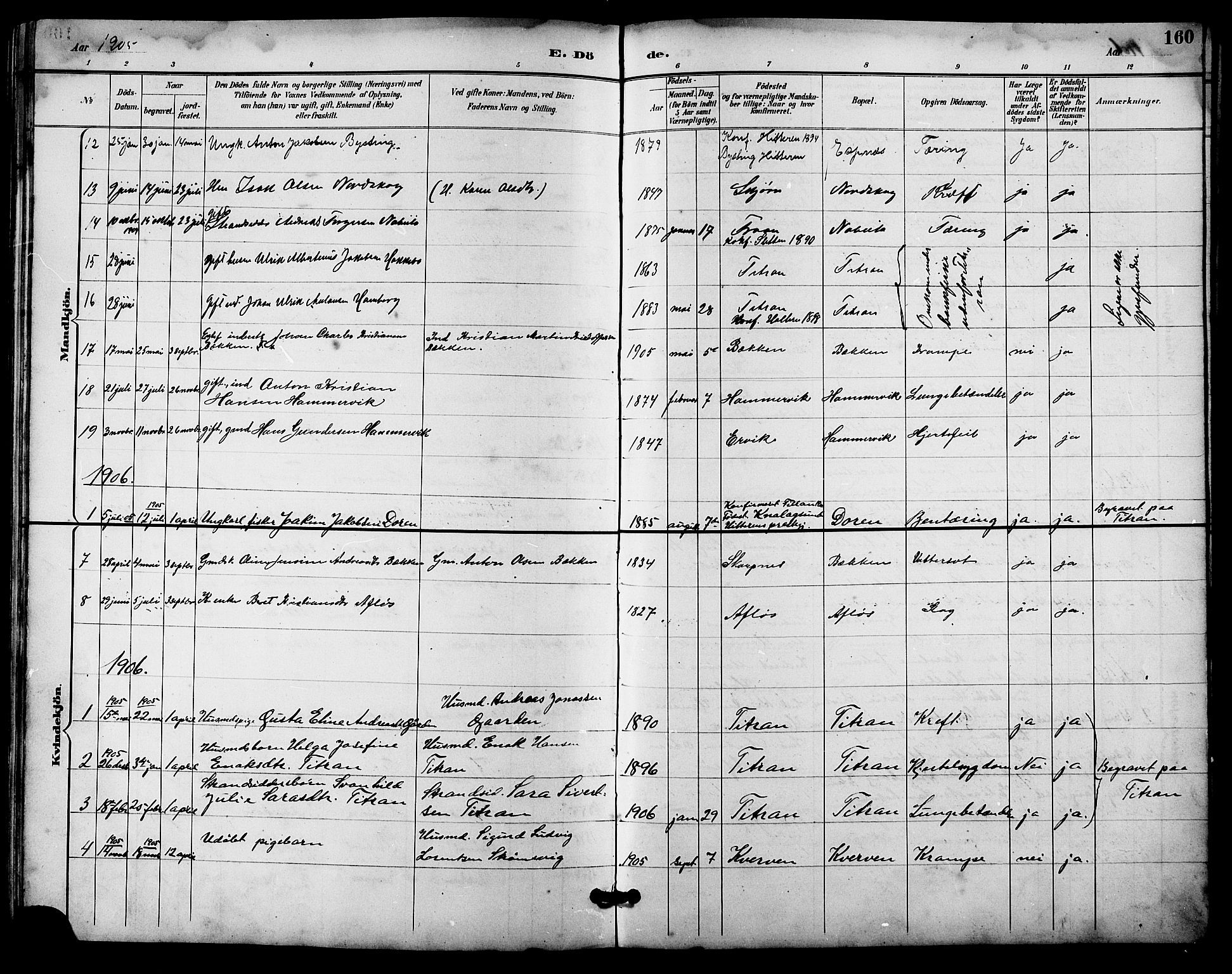 Ministerialprotokoller, klokkerbøker og fødselsregistre - Sør-Trøndelag, AV/SAT-A-1456/641/L0598: Klokkerbok nr. 641C02, 1893-1910, s. 160