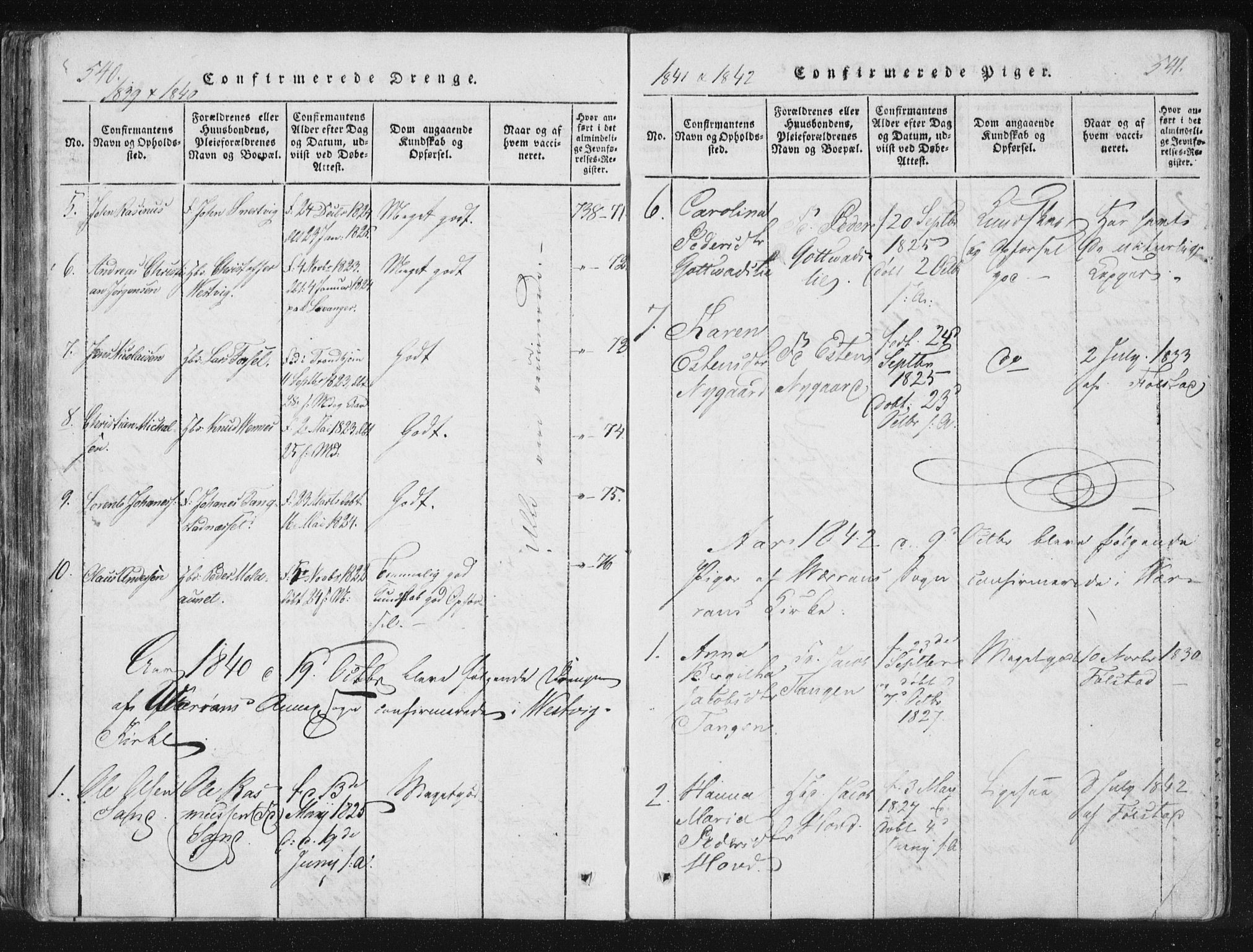 Ministerialprotokoller, klokkerbøker og fødselsregistre - Nord-Trøndelag, SAT/A-1458/744/L0417: Ministerialbok nr. 744A01, 1817-1842, s. 540-541