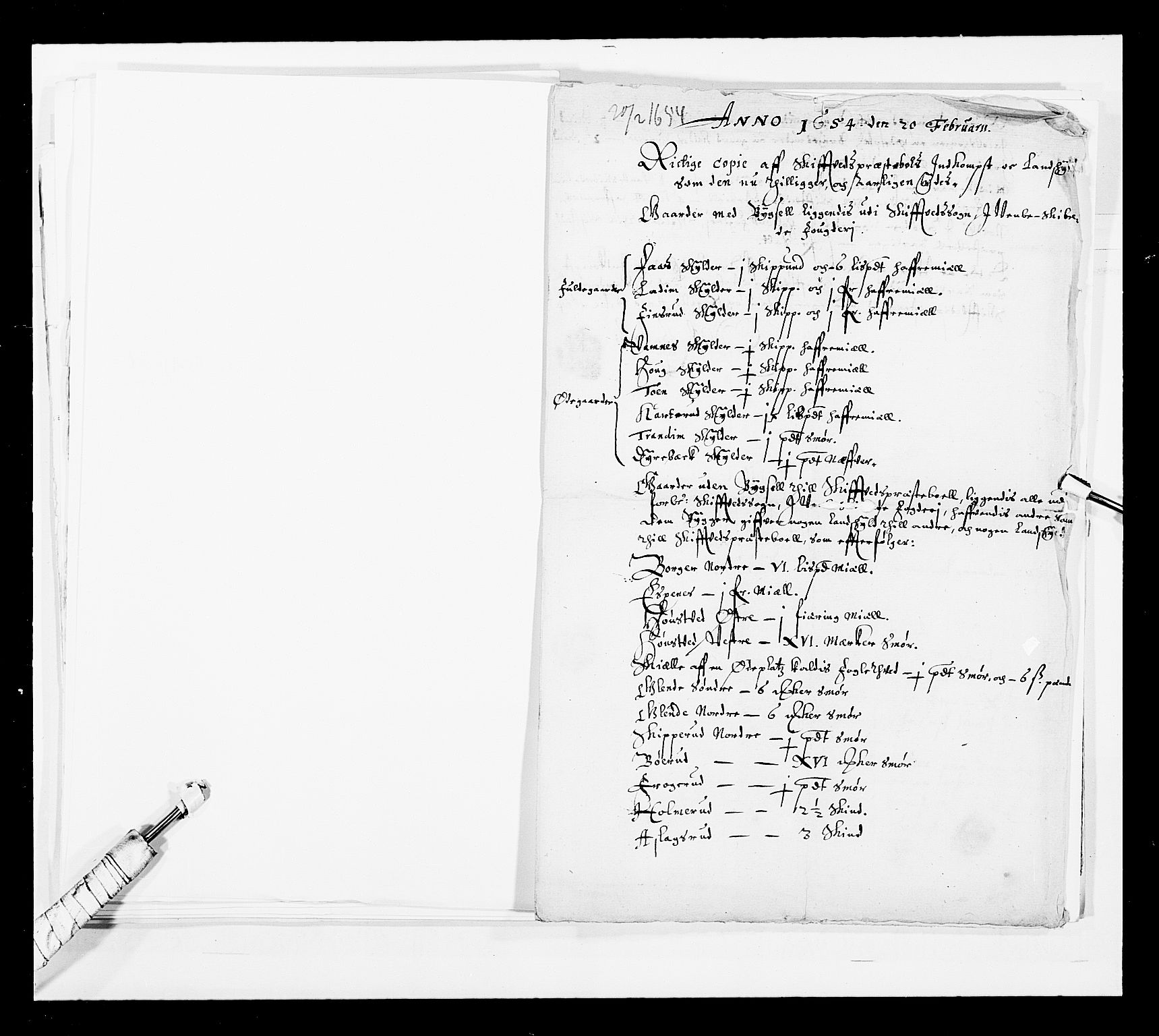 Stattholderembetet 1572-1771, AV/RA-EA-2870/Ek/L0030/0001: Jordebøker 1633-1658: / Kirke- og prestebolsgods i Akershus len, 1654, s. 232