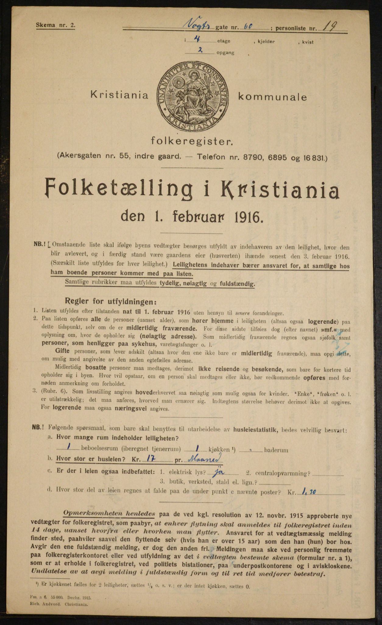 OBA, Kommunal folketelling 1.2.1916 for Kristiania, 1916, s. 129037