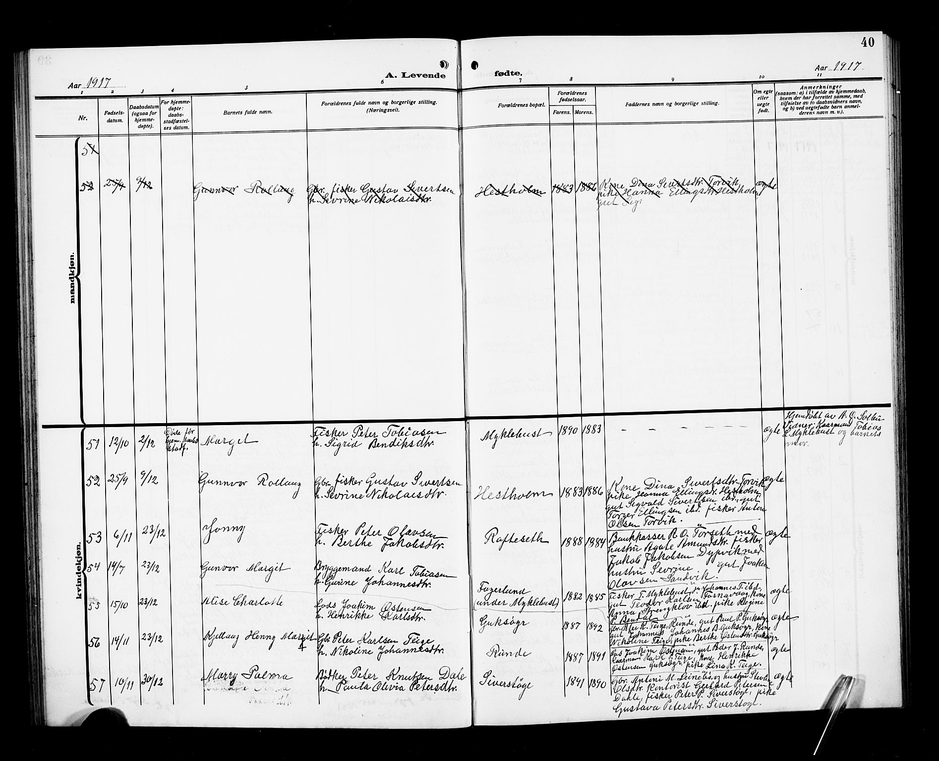 Ministerialprotokoller, klokkerbøker og fødselsregistre - Møre og Romsdal, SAT/A-1454/507/L0083: Klokkerbok nr. 507C06, 1912-1919, s. 40