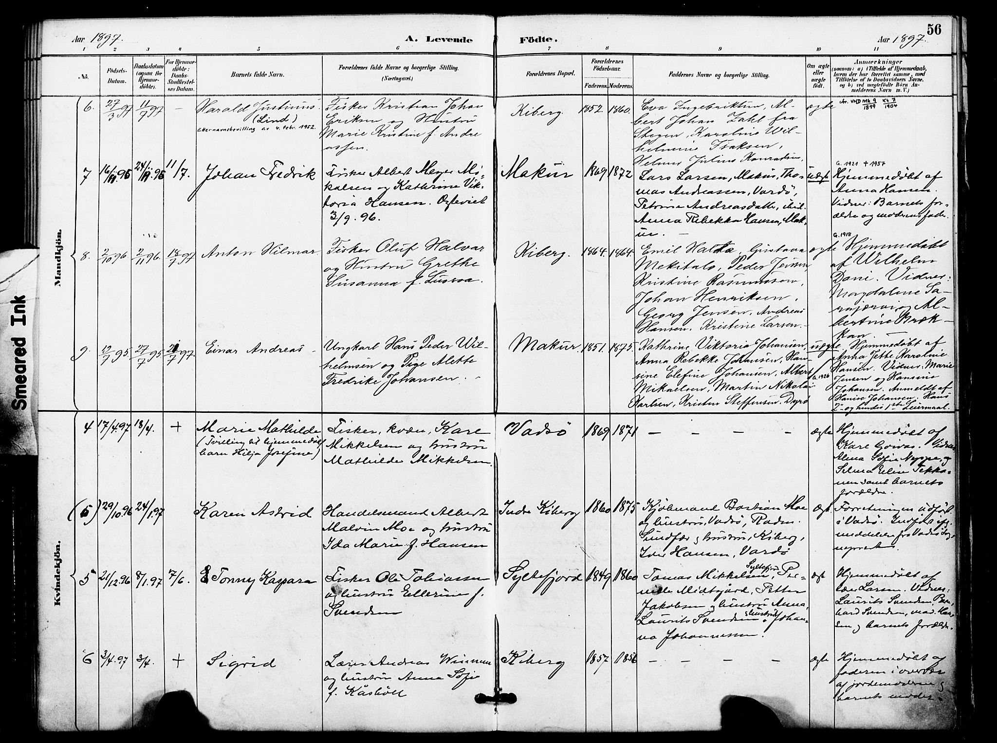 Vardø sokneprestkontor, AV/SATØ-S-1332/H/Ha/L0009kirke: Ministerialbok nr. 9, 1887-1898, s. 57