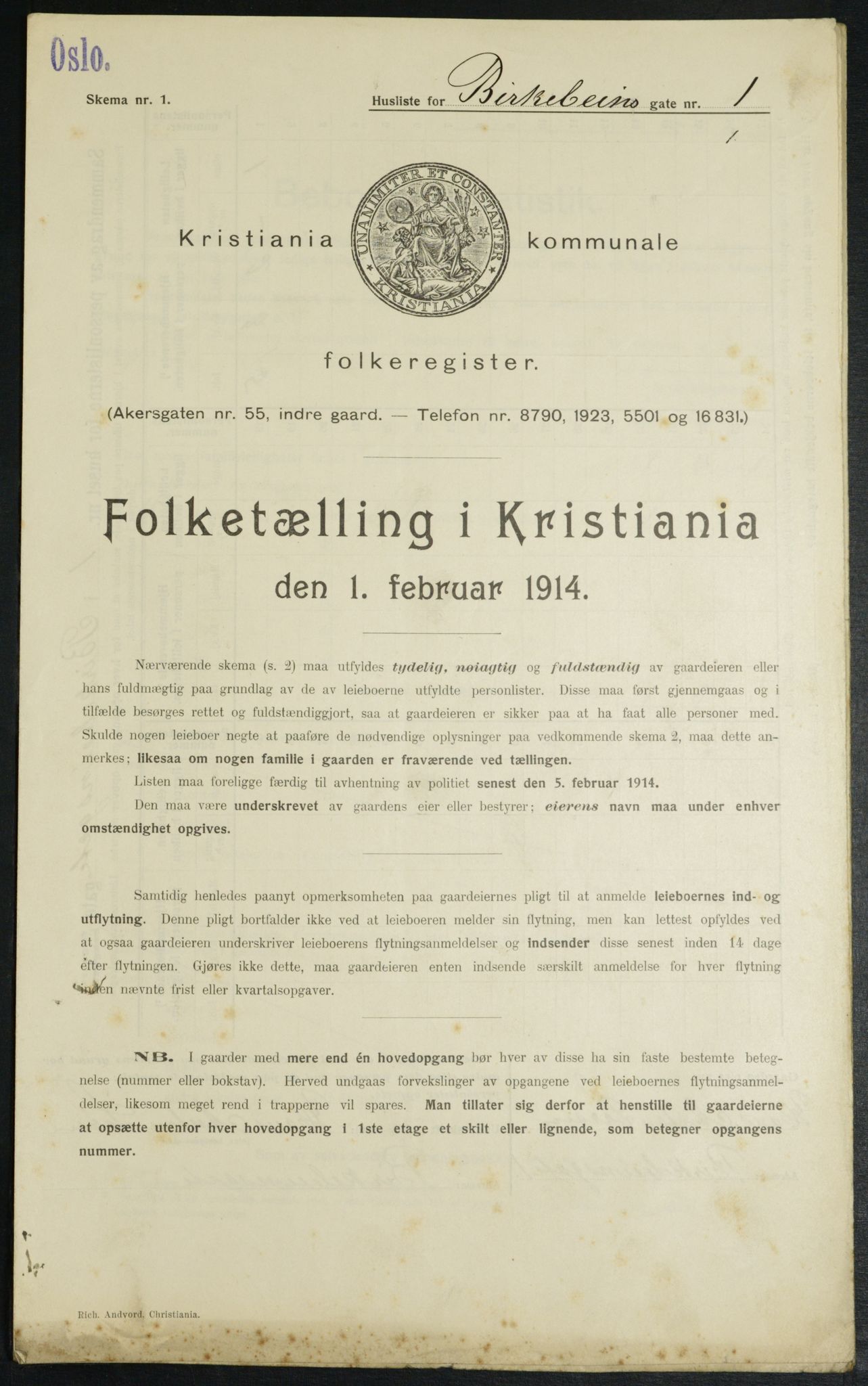 OBA, Kommunal folketelling 1.2.1914 for Kristiania, 1914, s. 4912