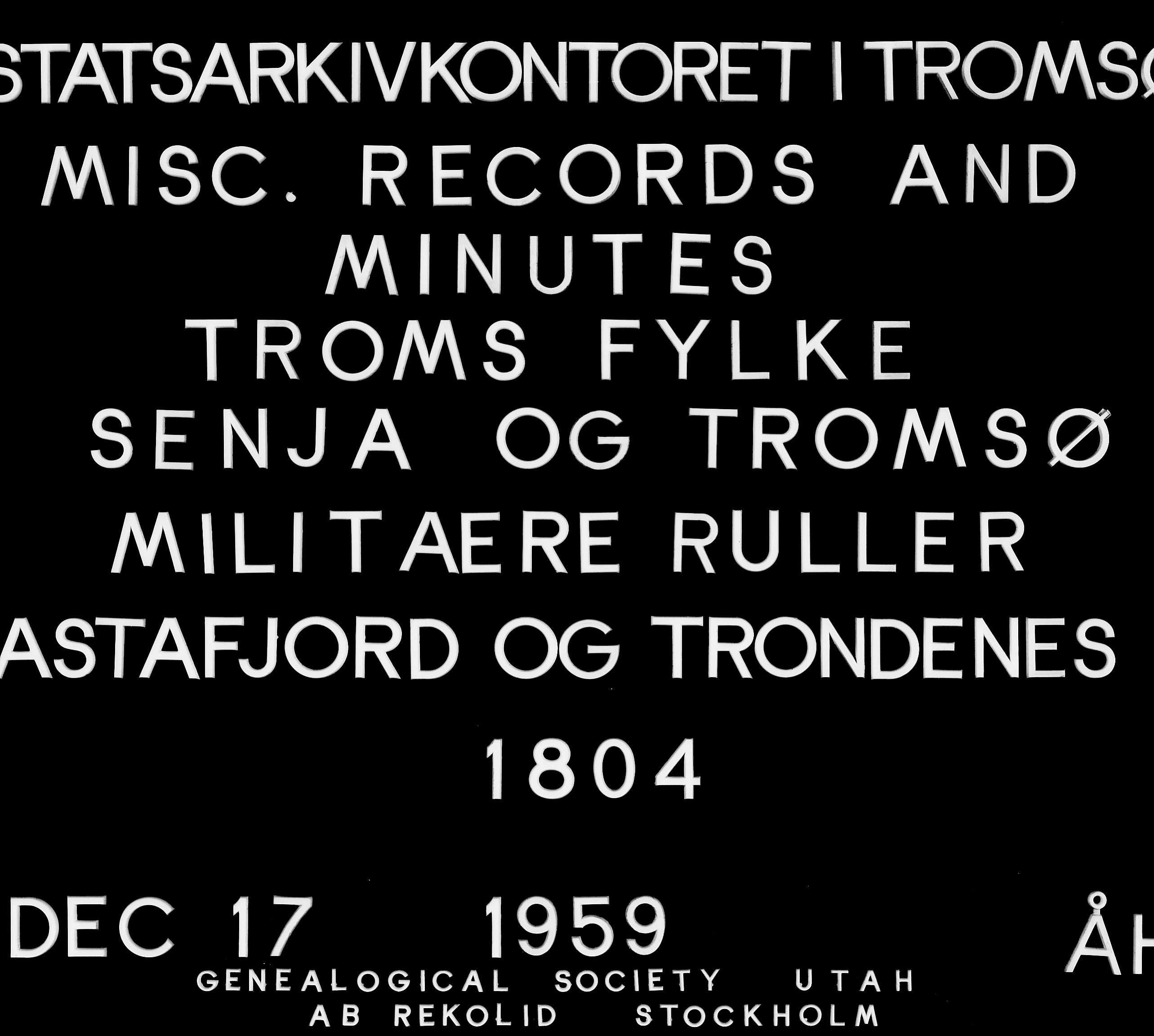 Senja og Tromsø fogderi, SATØ/S-0061/Zhb, 1804-1812, s. 1