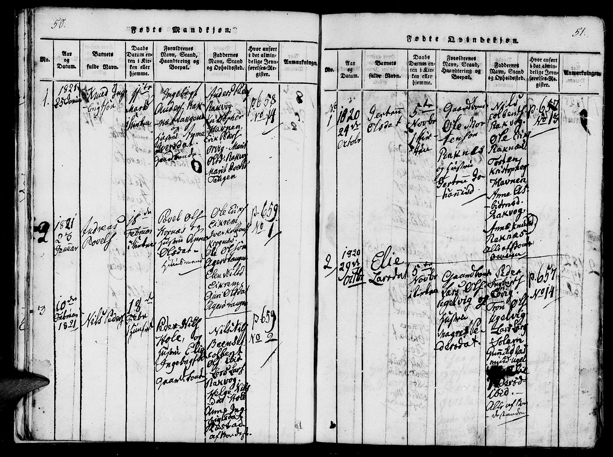 Ministerialprotokoller, klokkerbøker og fødselsregistre - Møre og Romsdal, AV/SAT-A-1454/560/L0718: Ministerialbok nr. 560A02, 1817-1844, s. 50-51