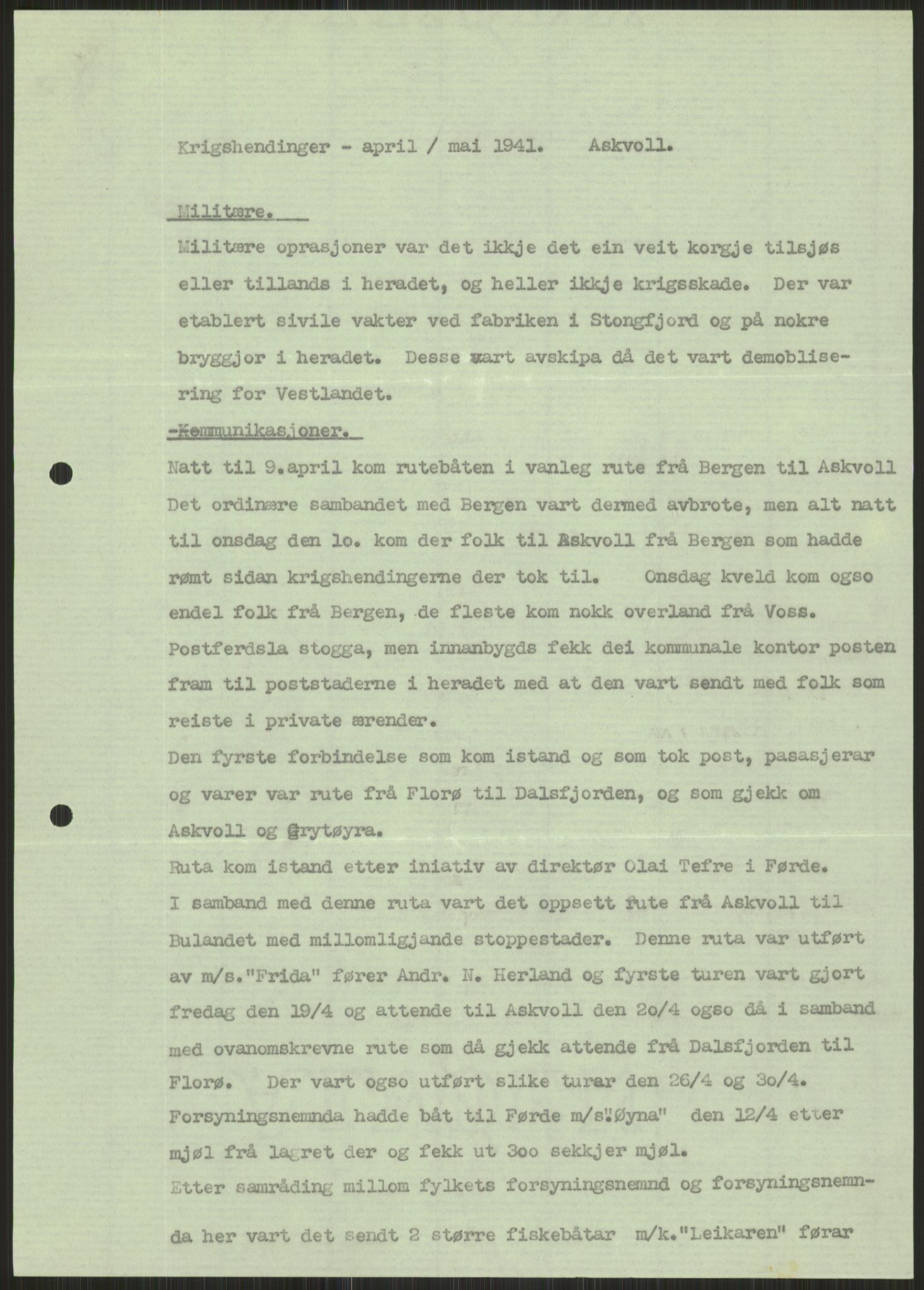 Forsvaret, Forsvarets krigshistoriske avdeling, RA/RAFA-2017/Y/Ya/L0015: II-C-11-31 - Fylkesmenn.  Rapporter om krigsbegivenhetene 1940., 1940, s. 501