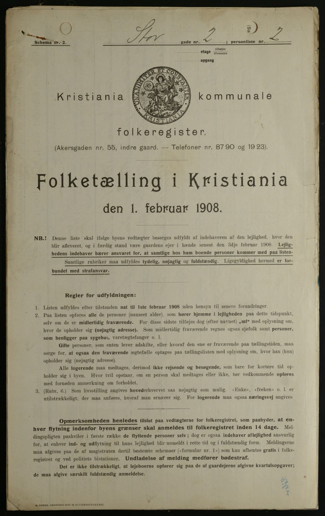 OBA, Kommunal folketelling 1.2.1908 for Kristiania kjøpstad, 1908, s. 92465