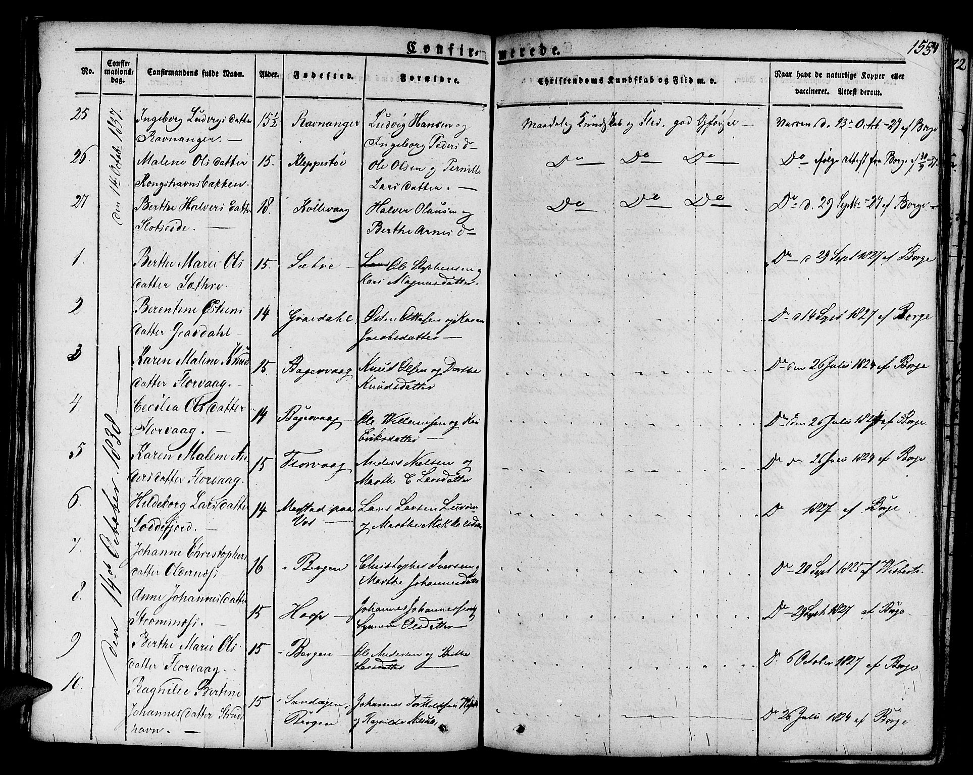 Askøy Sokneprestembete, AV/SAB-A-74101/H/Ha/Haa/Haaa/L0004: Ministerialbok nr. A 4, 1825-1845, s. 153
