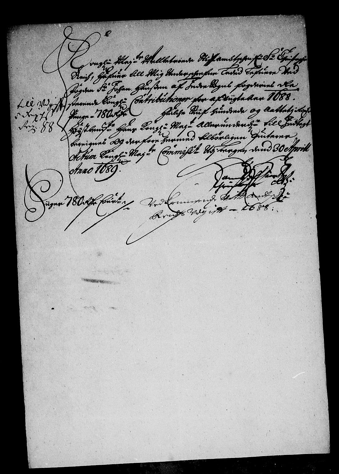 Rentekammeret inntil 1814, Reviderte regnskaper, Stiftamtstueregnskaper, Bergen stiftamt, AV/RA-EA-6043/R/Rc/L0089: Bergen stiftamt, 1688-1689