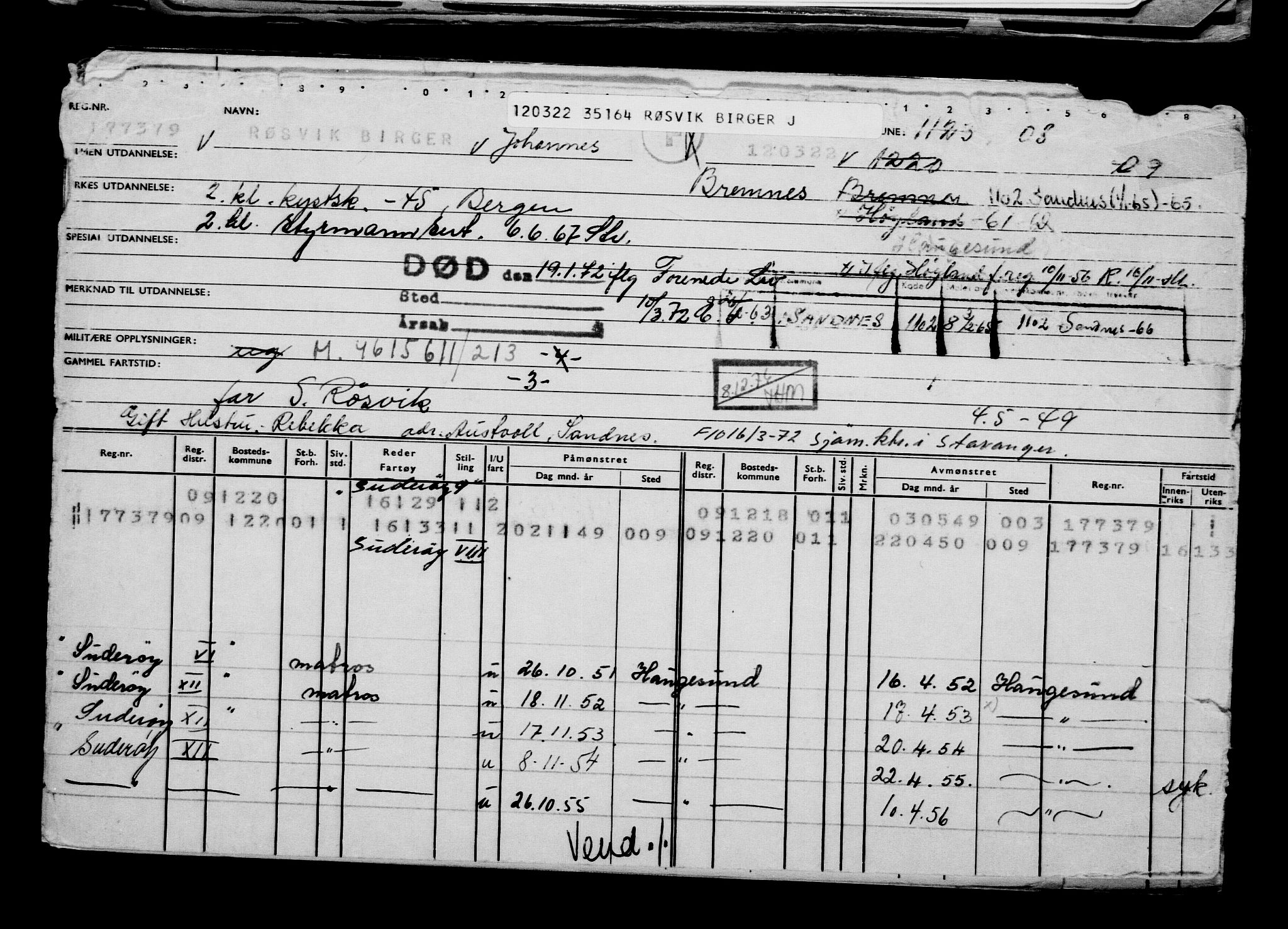 Direktoratet for sjømenn, AV/RA-S-3545/G/Gb/L0204: Hovedkort, 1922, s. 51