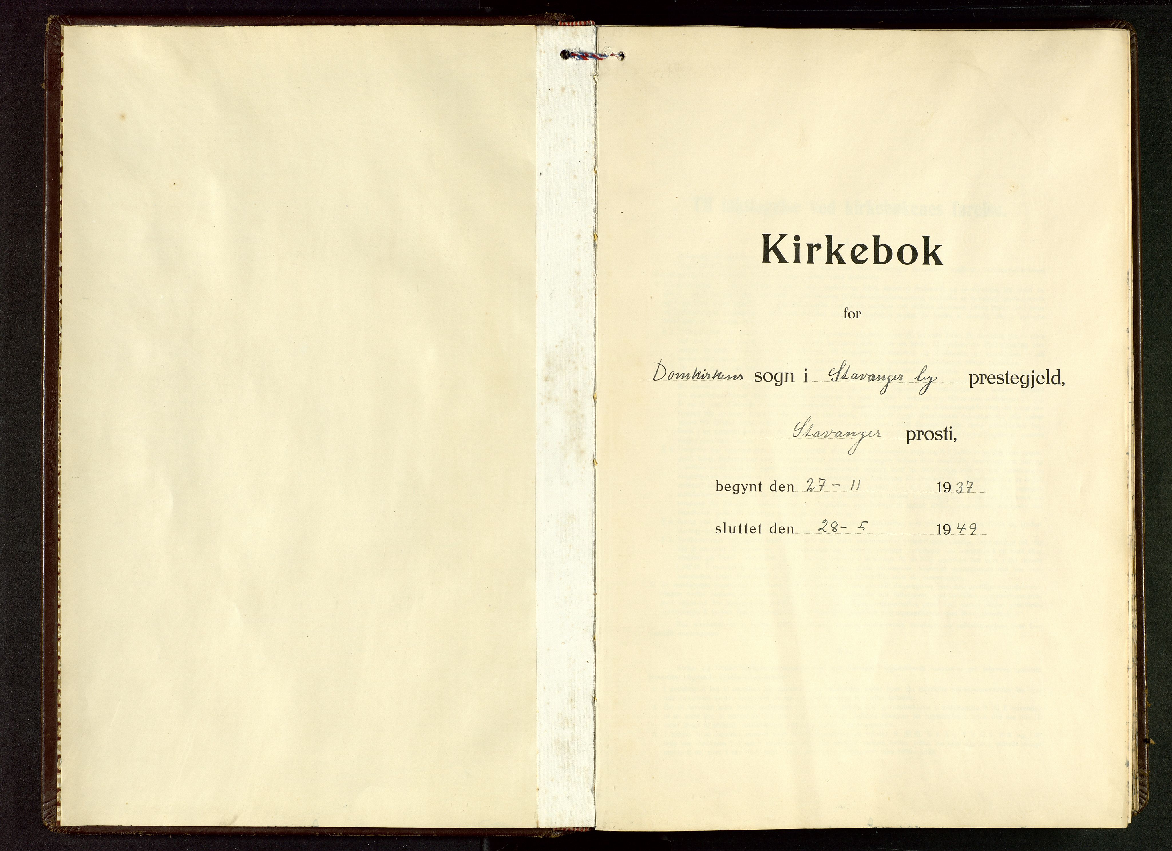 Domkirken sokneprestkontor, SAST/A-101812/001/30/30BB/L0022: Klokkerbok nr. B 22, 1937-1949