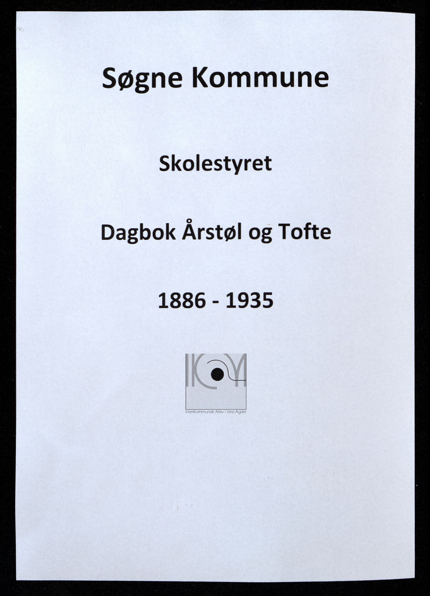Søgne kommune - Årstøl, IKAV/1018SØ568/I/L0002: Dagbok for Årstøl og Tofte (d), 1886-1935
