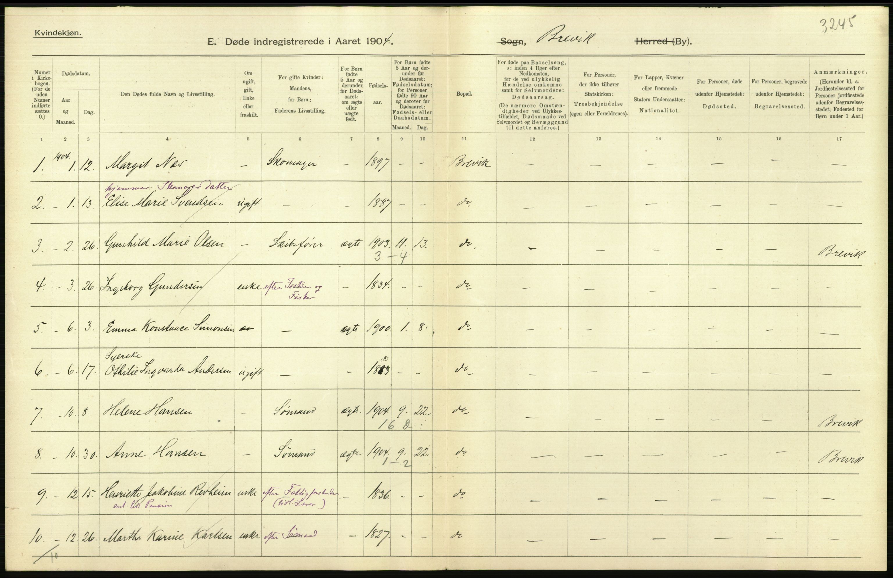 Statistisk sentralbyrå, Sosiodemografiske emner, Befolkning, AV/RA-S-2228/D/Df/Dfa/Dfab/L0009: Bratsberg amt: Fødte, gifte, døde, 1904, s. 774