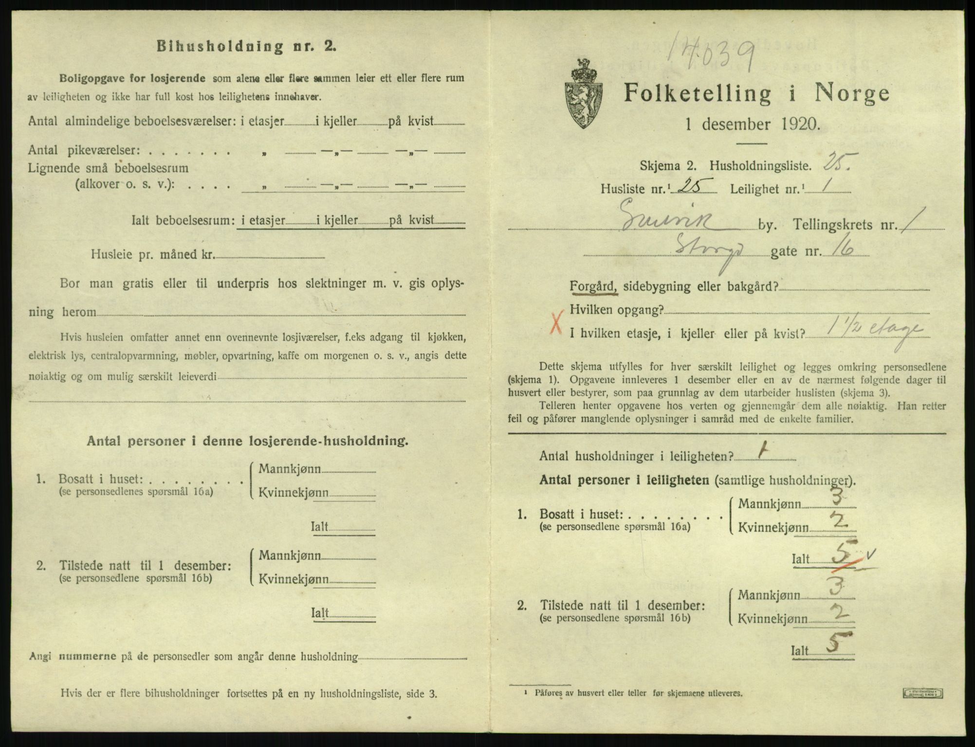 SAKO, Folketelling 1920 for 0701 Svelvik ladested, 1920, s. 581