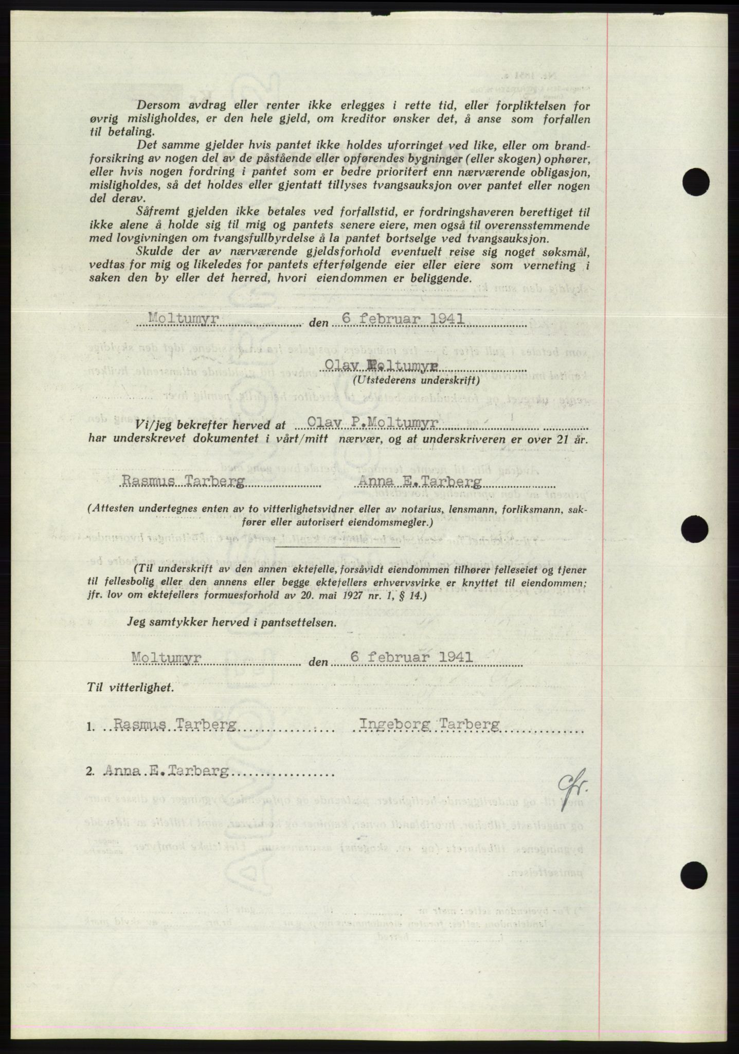 Søre Sunnmøre sorenskriveri, AV/SAT-A-4122/1/2/2C/L0071: Pantebok nr. 65, 1941-1941, Dagboknr: 128/1941