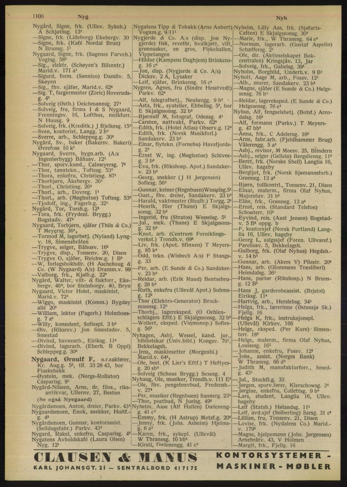 Kristiania/Oslo adressebok, PUBL/-, 1950, s. 1100