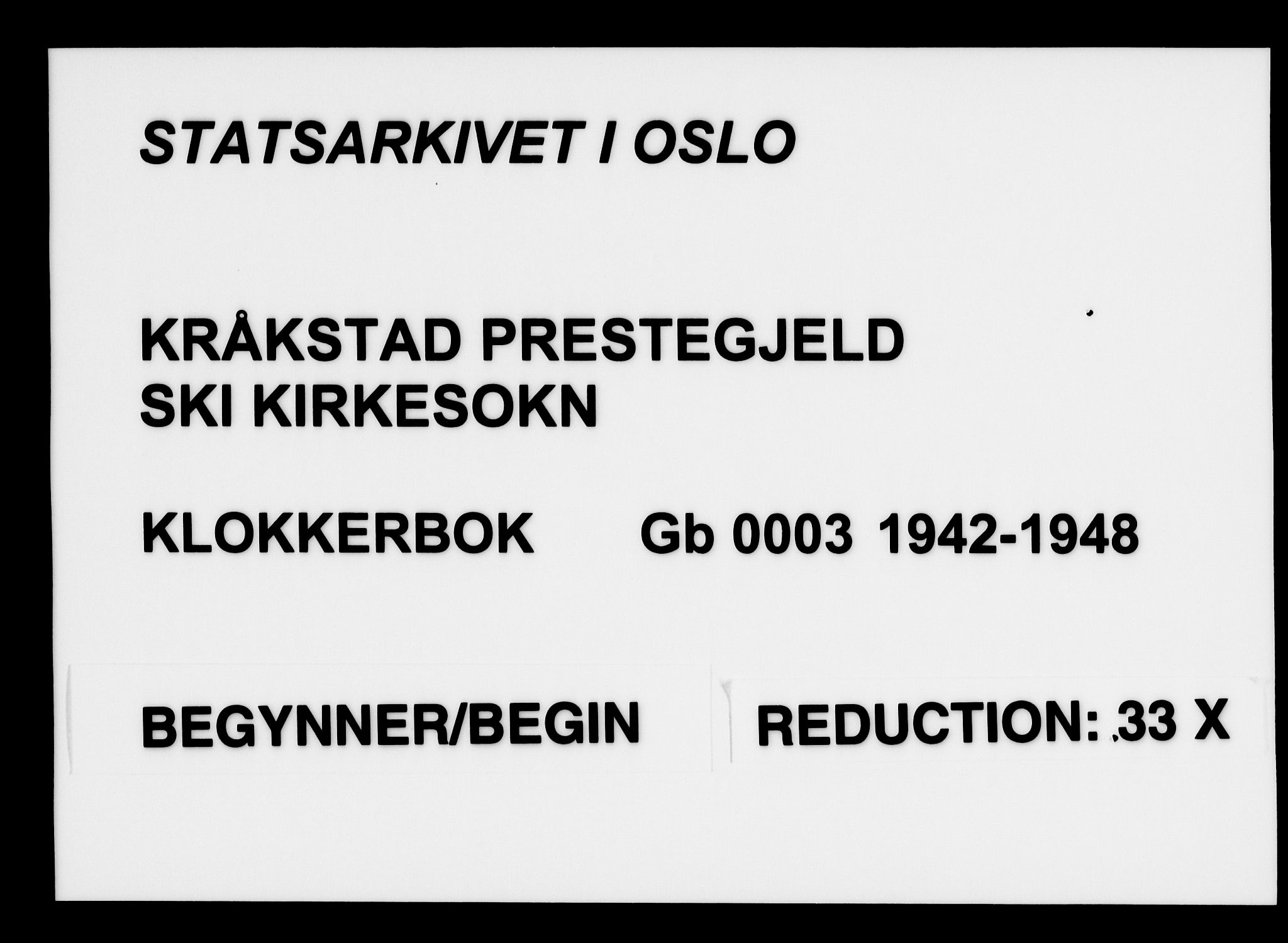 Kråkstad prestekontor Kirkebøker, SAO/A-10125a/G/Gb/L0003: Klokkerbok nr. II 3, 1942-1948