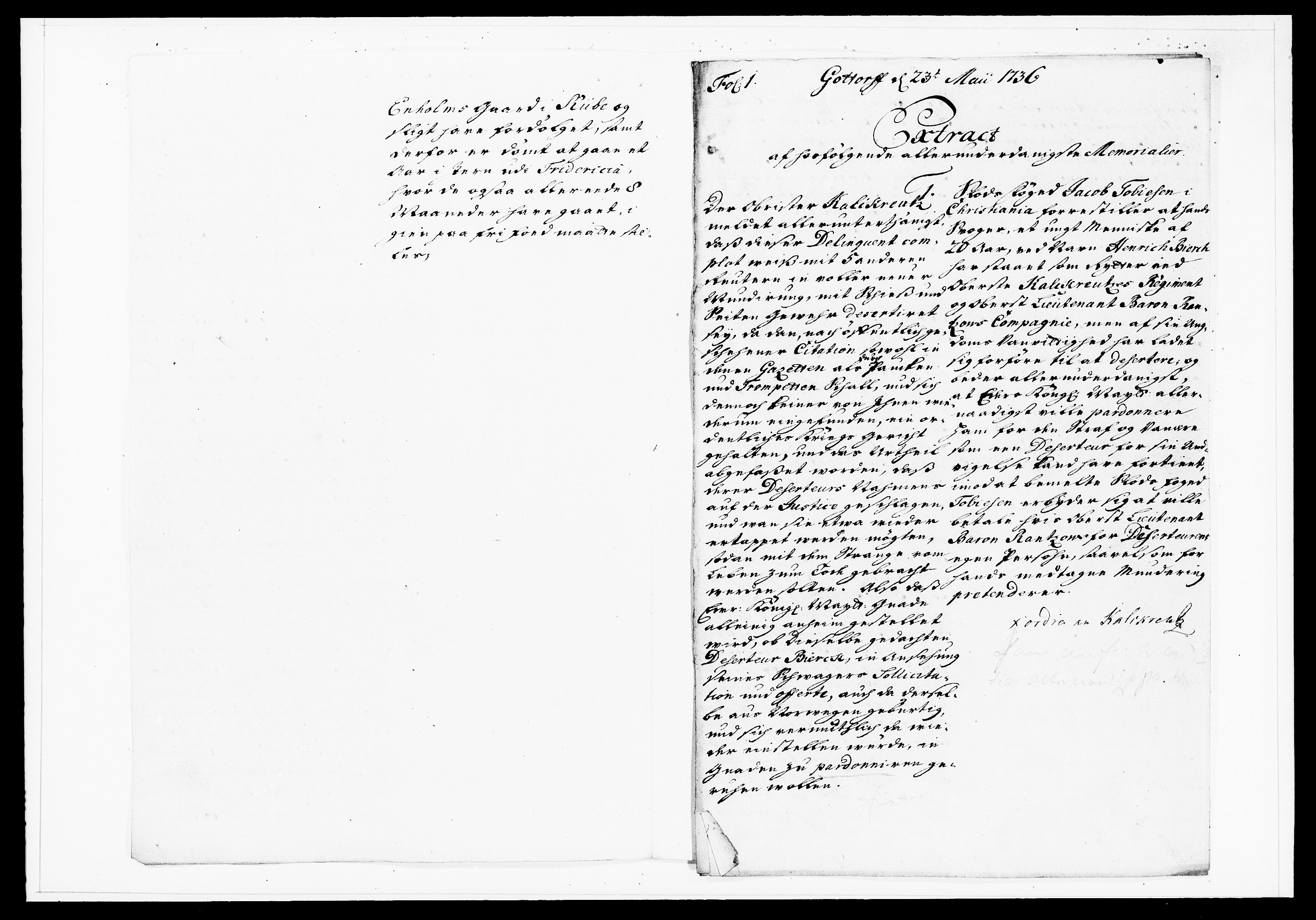 Krigskollegiet, Krigskancelliet, DRA/A-0006/-/1130-1137: Refererede sager, 1736, s. 183