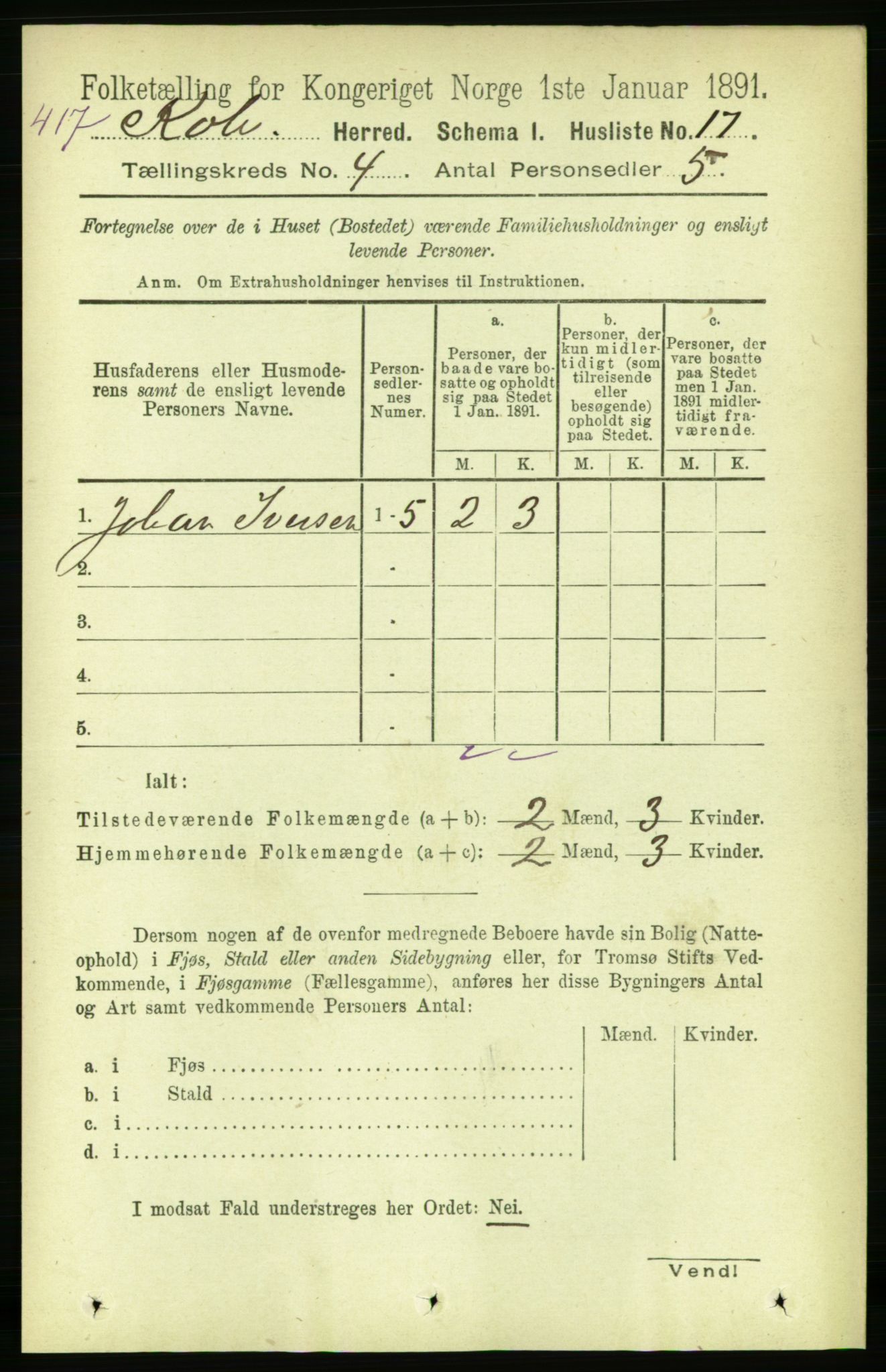 RA, Folketelling 1891 for 1752 Kolvereid herred, 1891, s. 1378