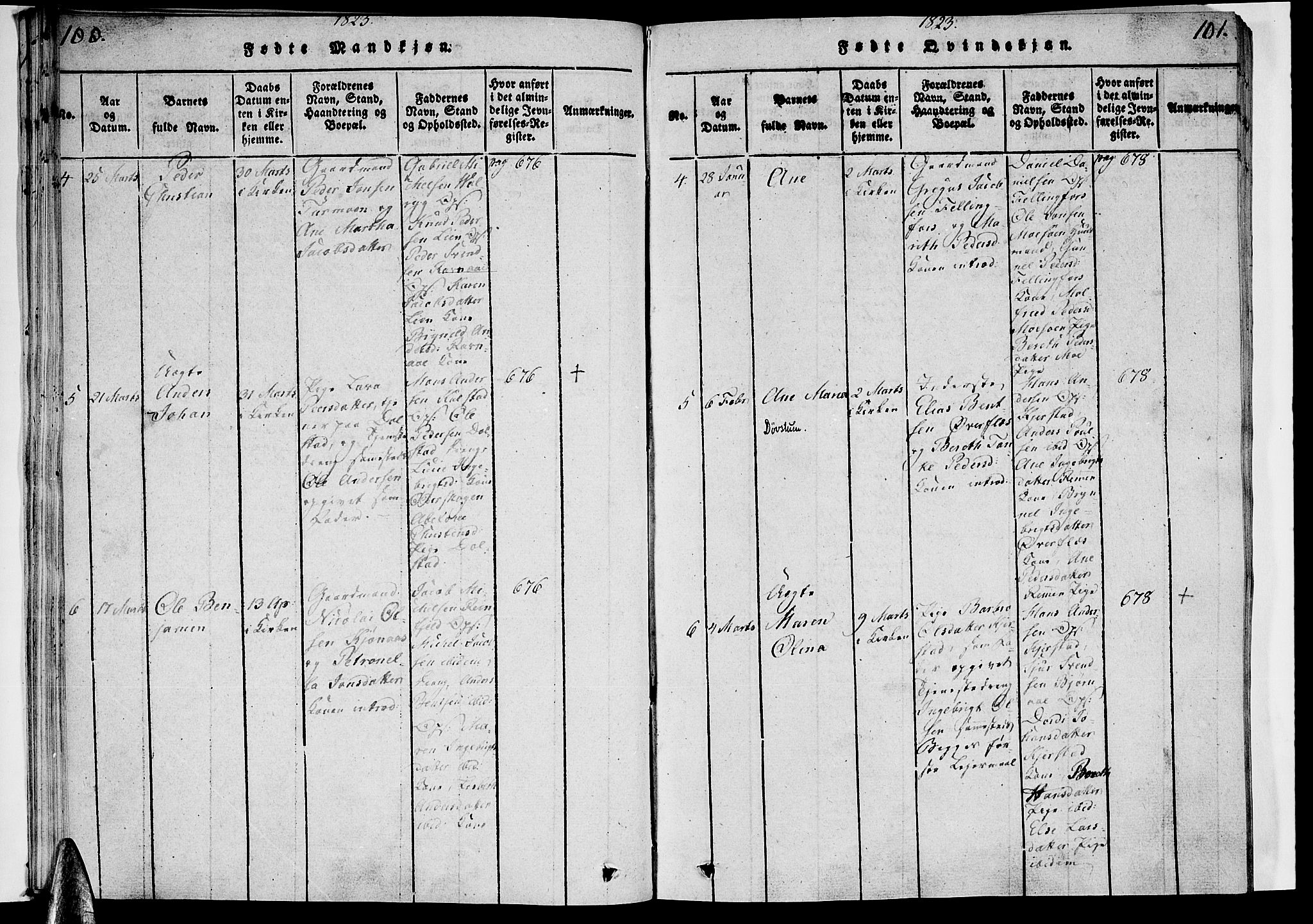 Ministerialprotokoller, klokkerbøker og fødselsregistre - Nordland, AV/SAT-A-1459/820/L0288: Ministerialbok nr. 820A09, 1820-1825, s. 100-101