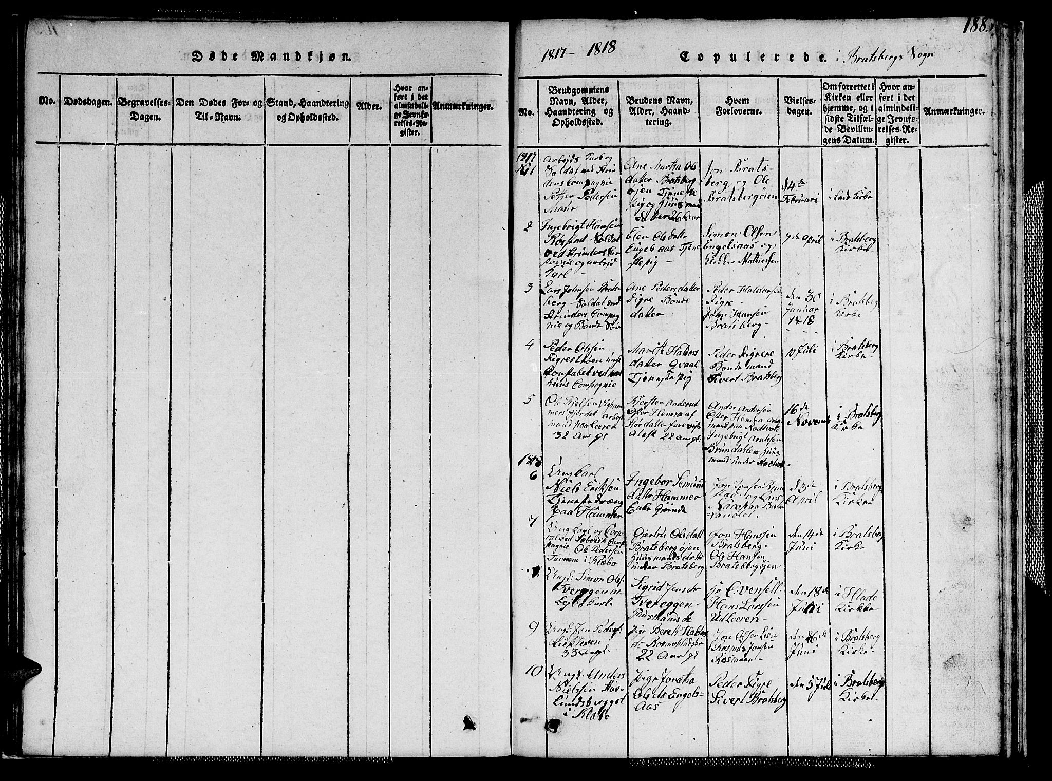 Ministerialprotokoller, klokkerbøker og fødselsregistre - Sør-Trøndelag, AV/SAT-A-1456/608/L0336: Klokkerbok nr. 608C02, 1817-1827, s. 188