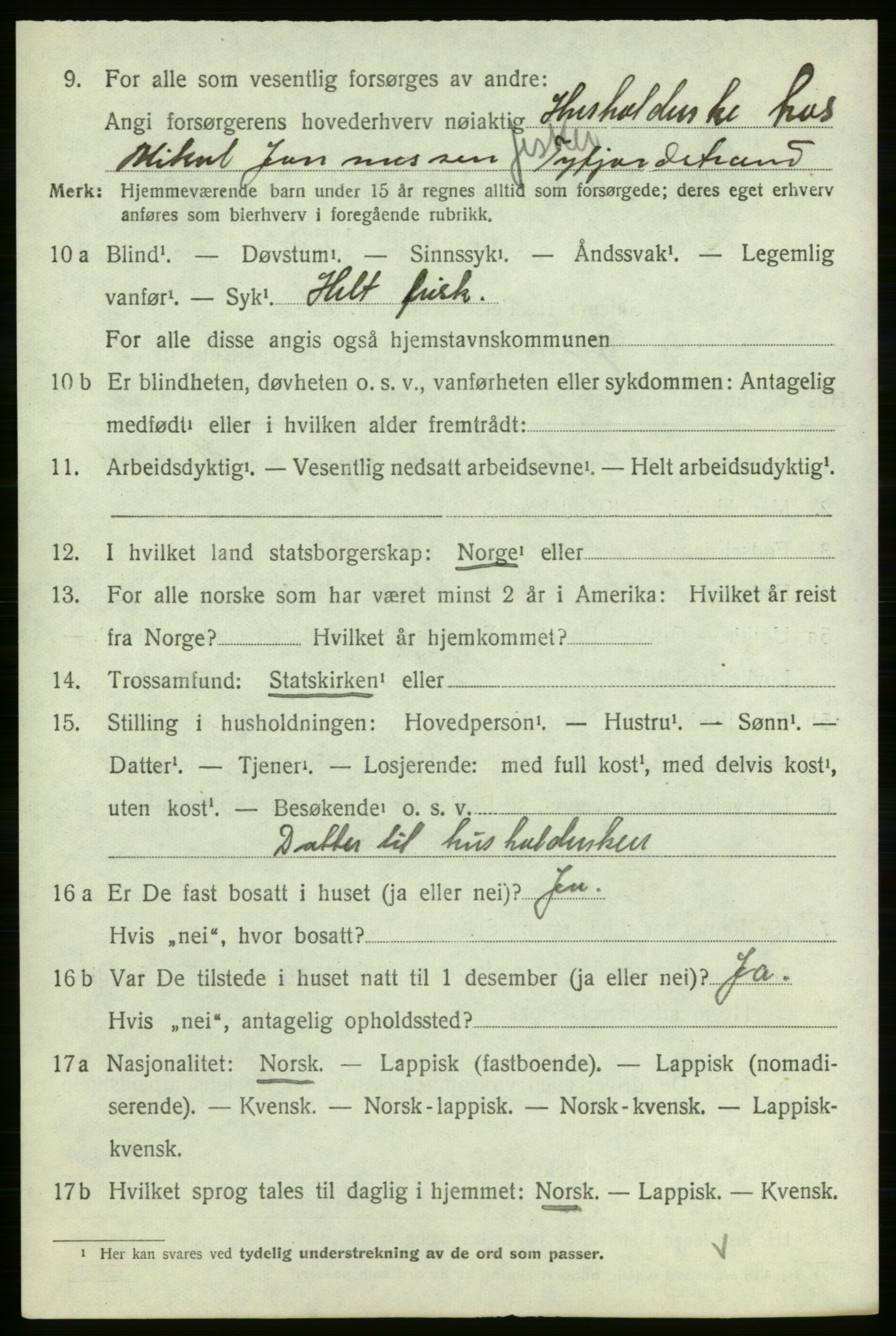 SATØ, Folketelling 1920 for 2023 Gamvik herred, 1920, s. 2877