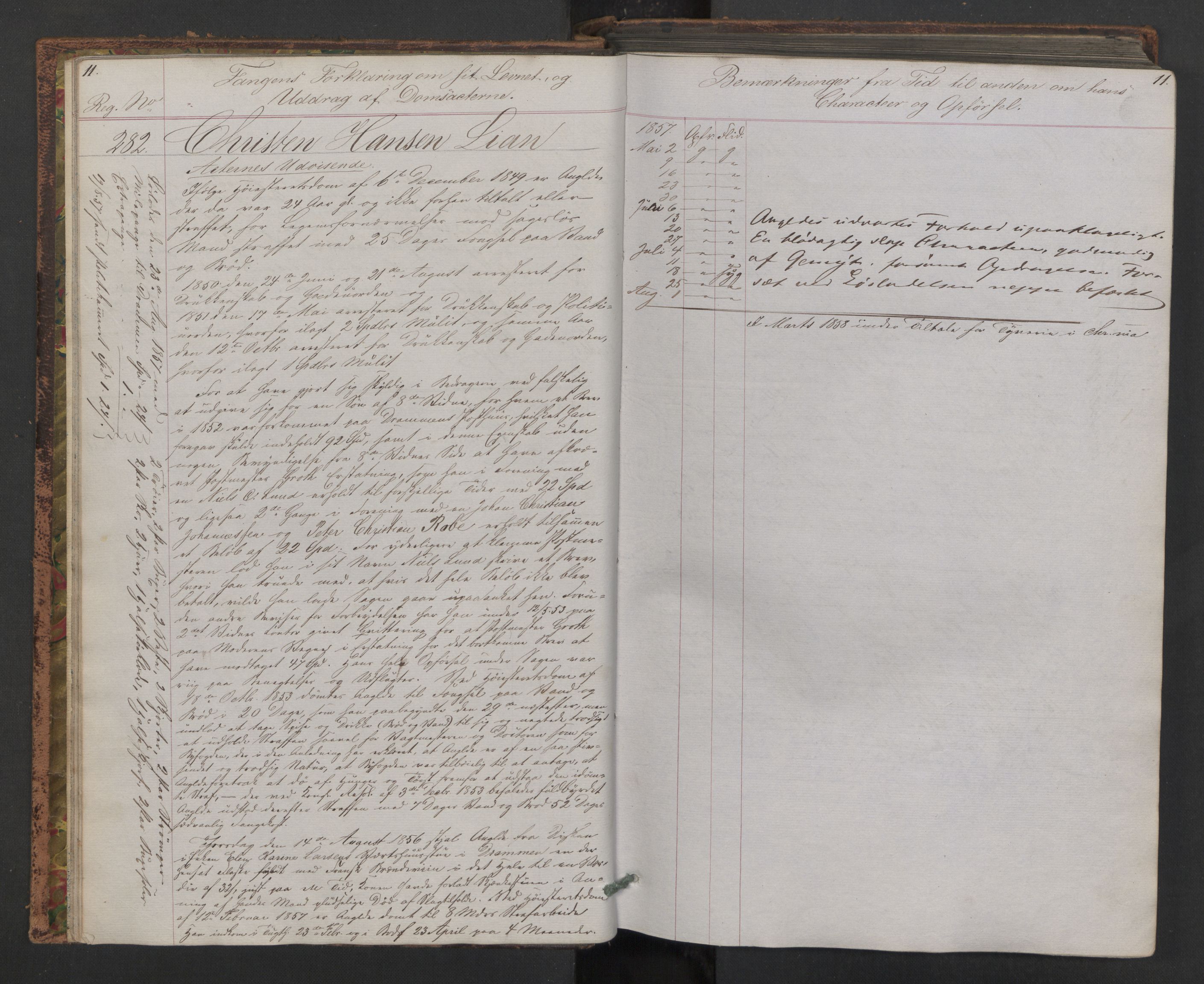 Botsfengslet, AV/RA-S-1539/D/Db/Dbb/L0005: 272b - 613b, 1857-1858, s. 11
