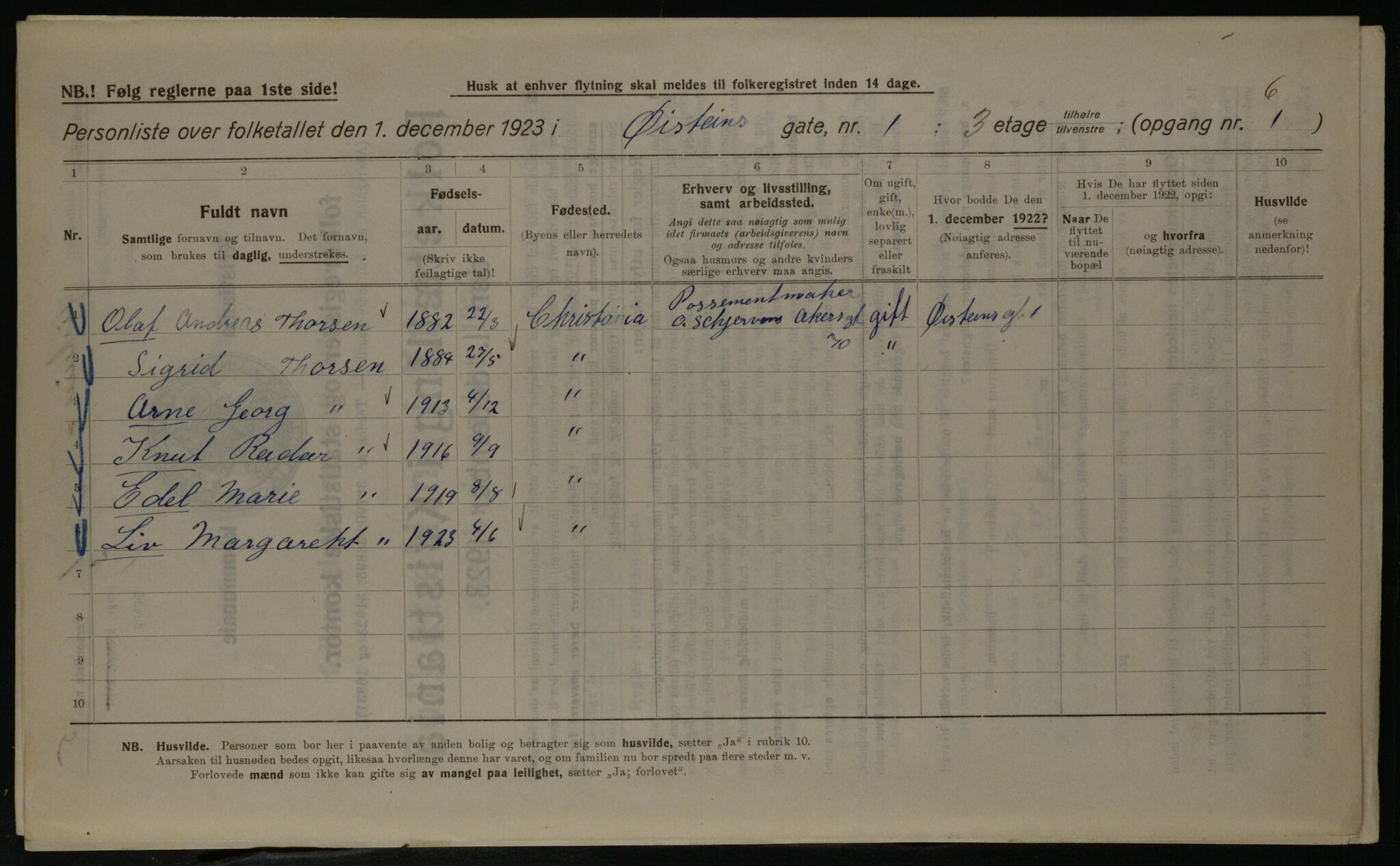 OBA, Kommunal folketelling 1.12.1923 for Kristiania, 1923, s. 36273