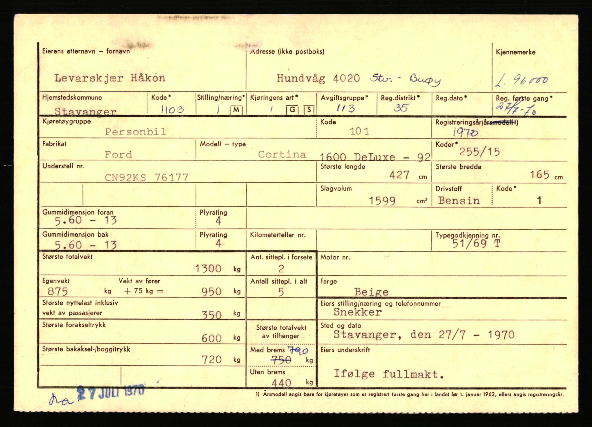 Stavanger trafikkstasjon, AV/SAST-A-101942/0/F/L0076: L-92500 - L-97099, 1930-1971, s. 1497