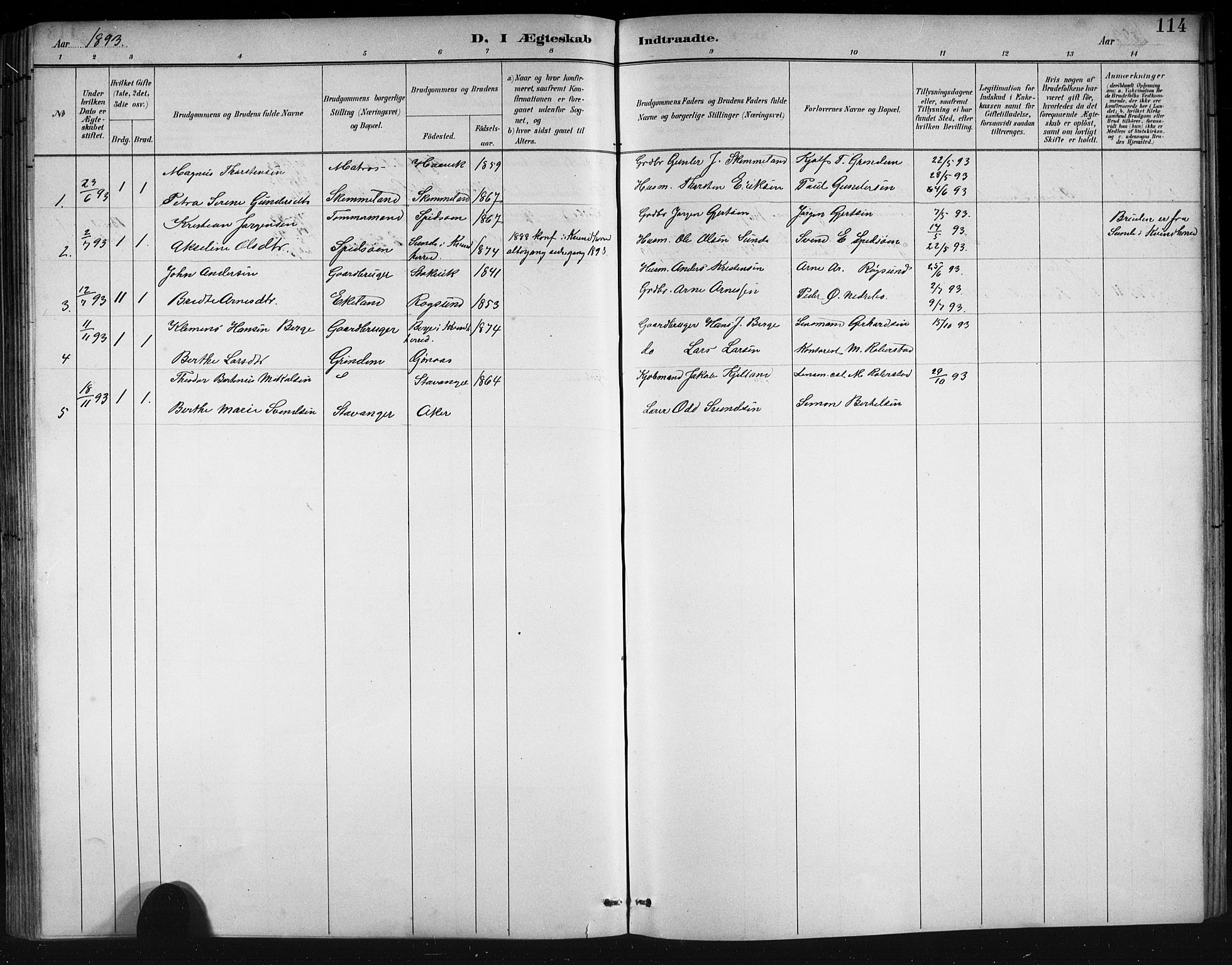 Finnås sokneprestembete, AV/SAB-A-99925/H/Ha/Hab/Haba/L0003: Klokkerbok nr. A 3, 1883-1900, s. 114