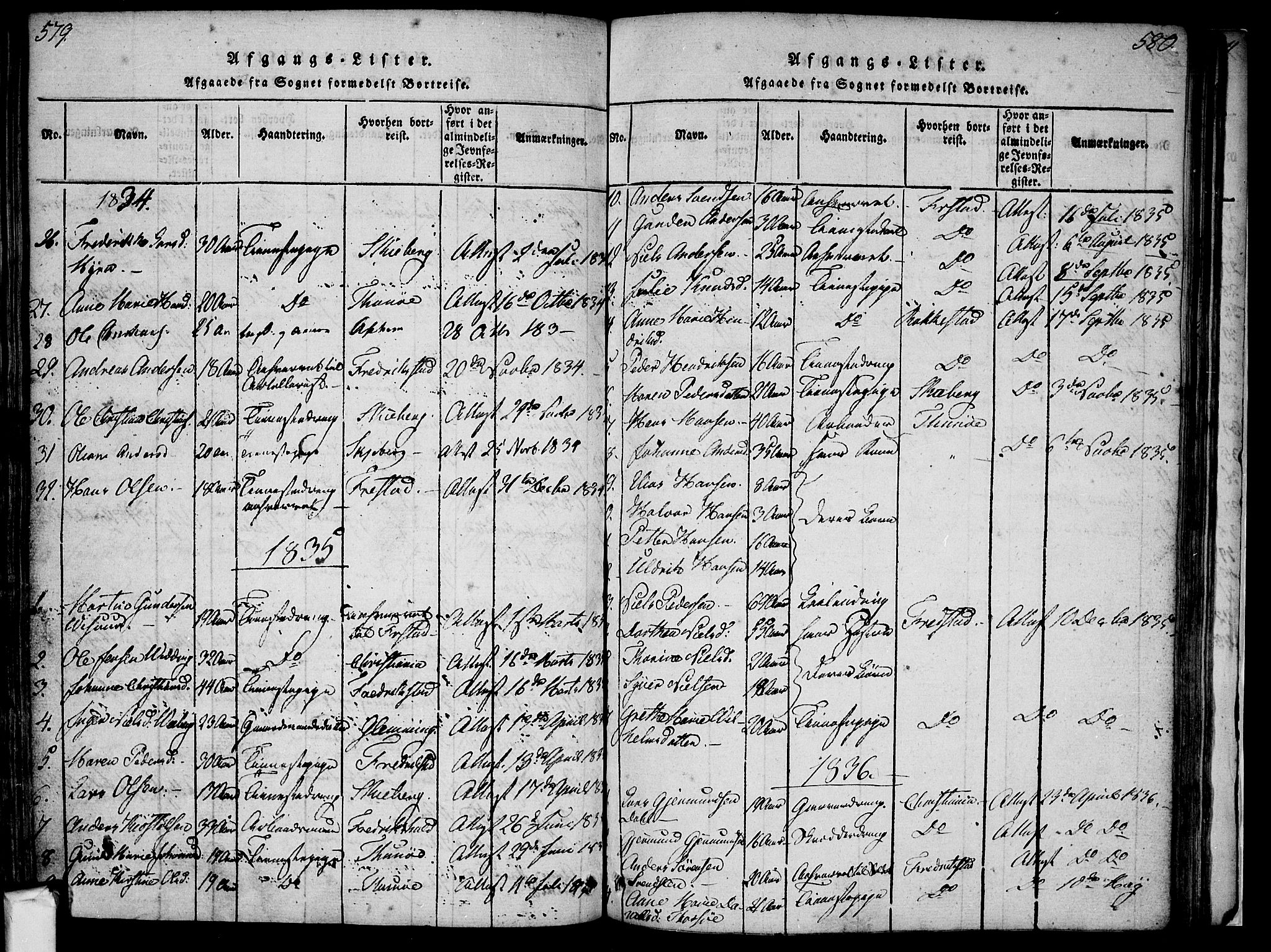Borge prestekontor Kirkebøker, SAO/A-10903/F/Fa/L0003: Ministerialbok nr. I 3, 1815-1836, s. 579-580