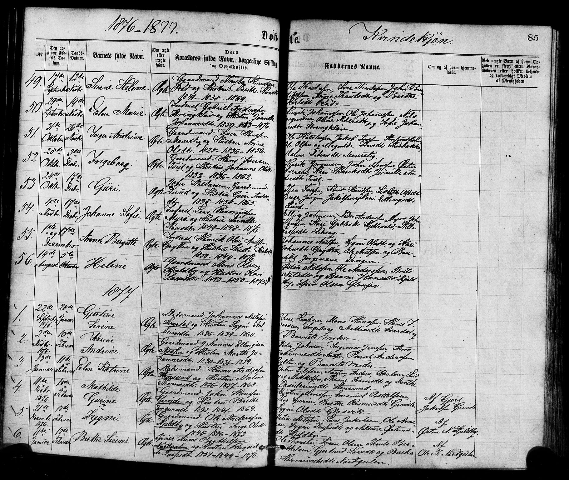 Gulen sokneprestembete, AV/SAB-A-80201/H/Haa/Haaa/L0023: Ministerialbok nr. A 23, 1870-1880, s. 85